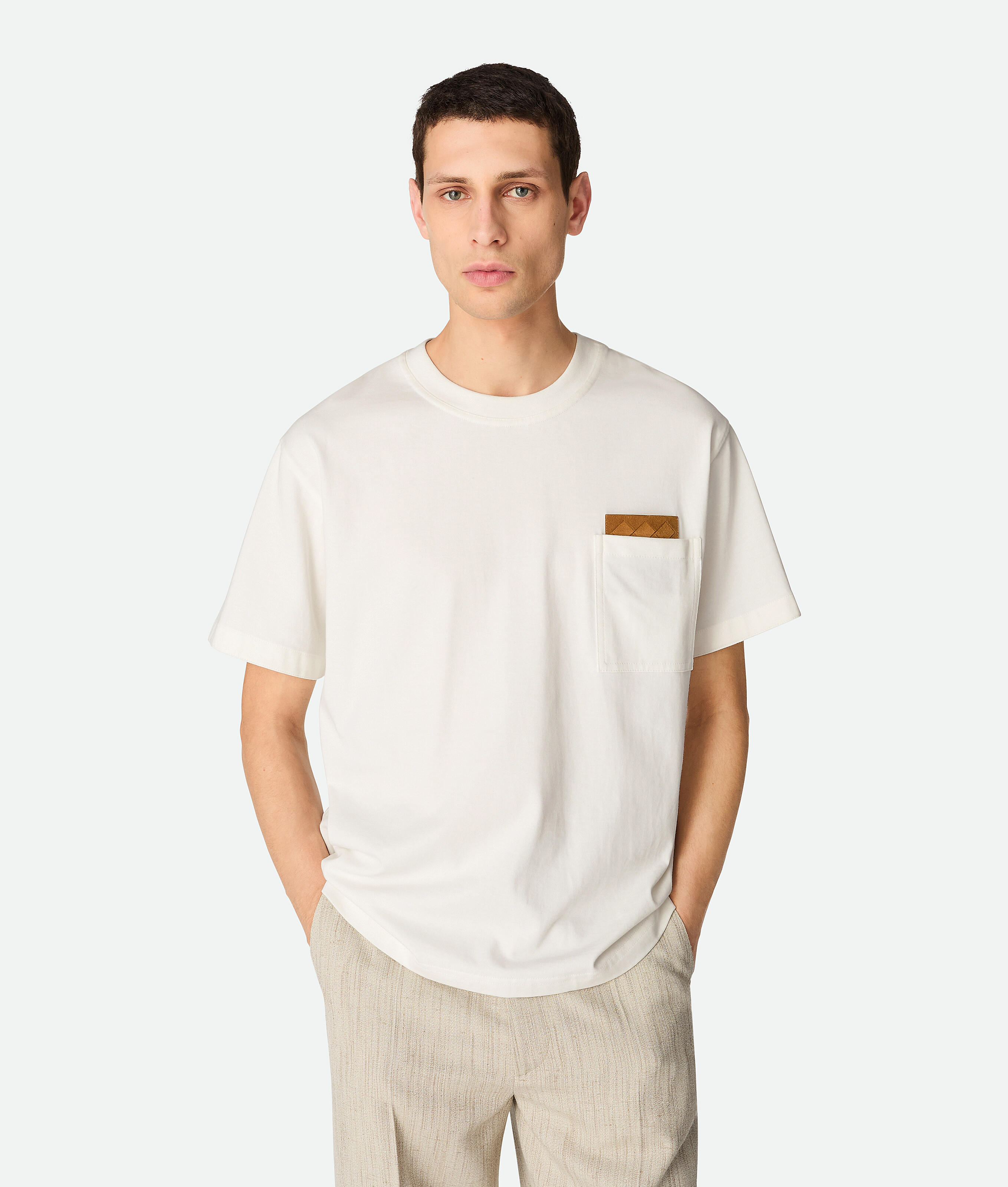 Bottega Veneta Men White Crewneck Cotton T-shirt, Xl Luxury T-shirts For Men Darveys