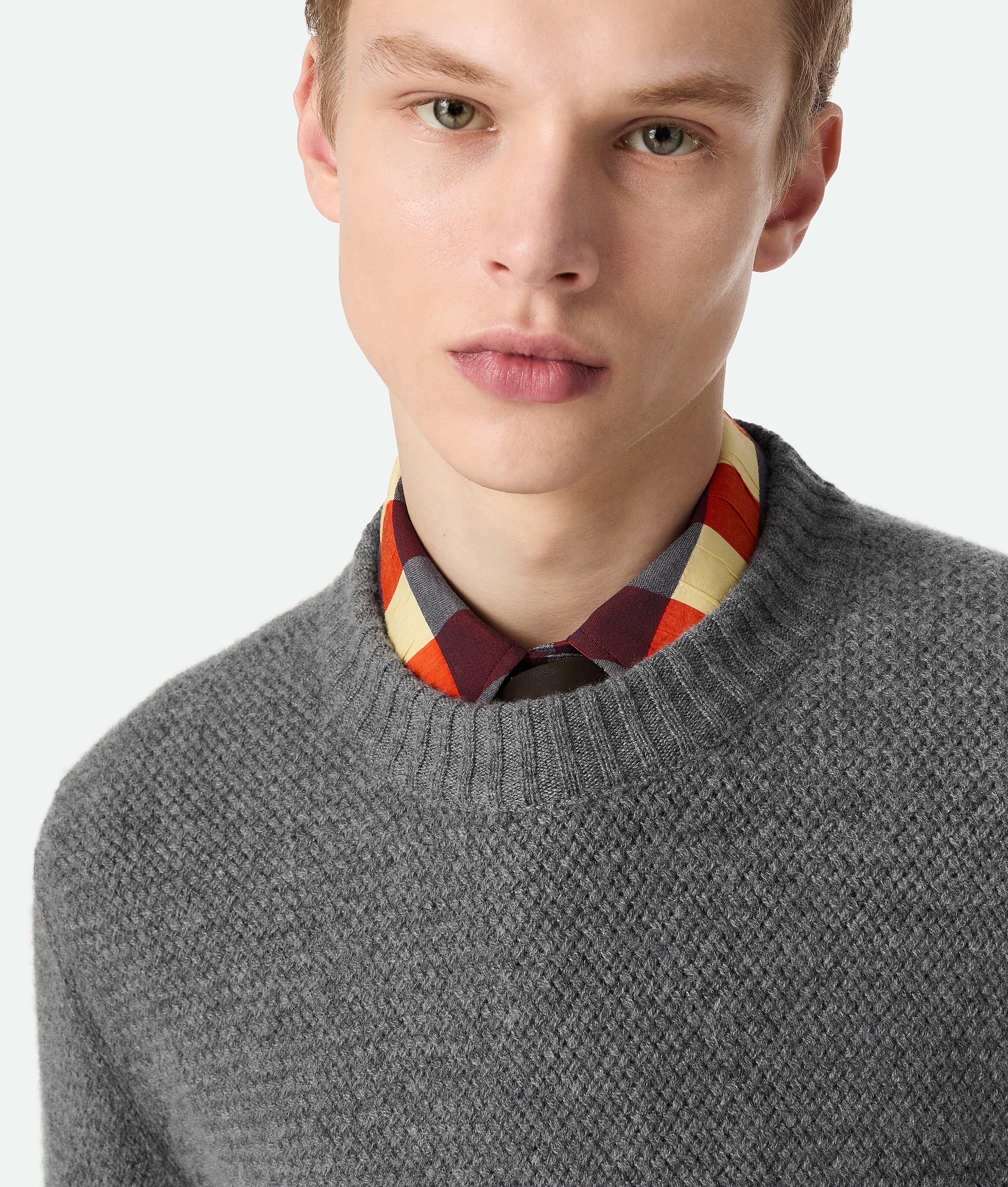 Bottega Veneta Intrecciato Cashmere-blend Sweater In Dark Grey Melange