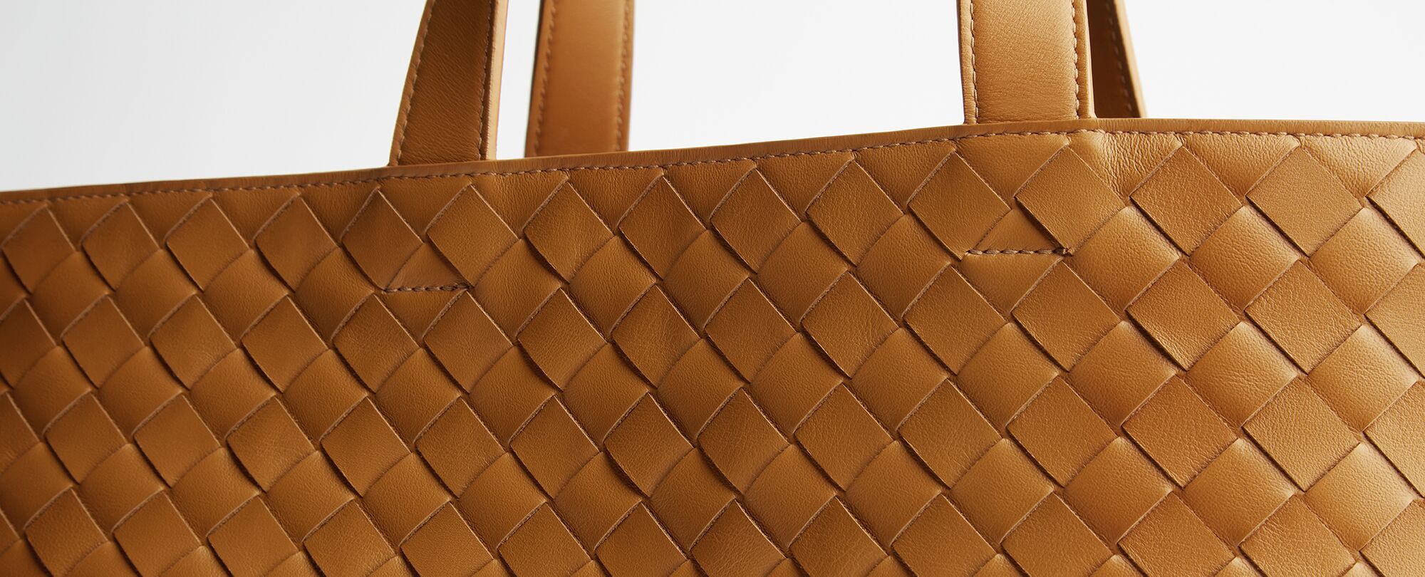 Beige Intrecciato leather-trim canvas tote bag, Bottega Veneta