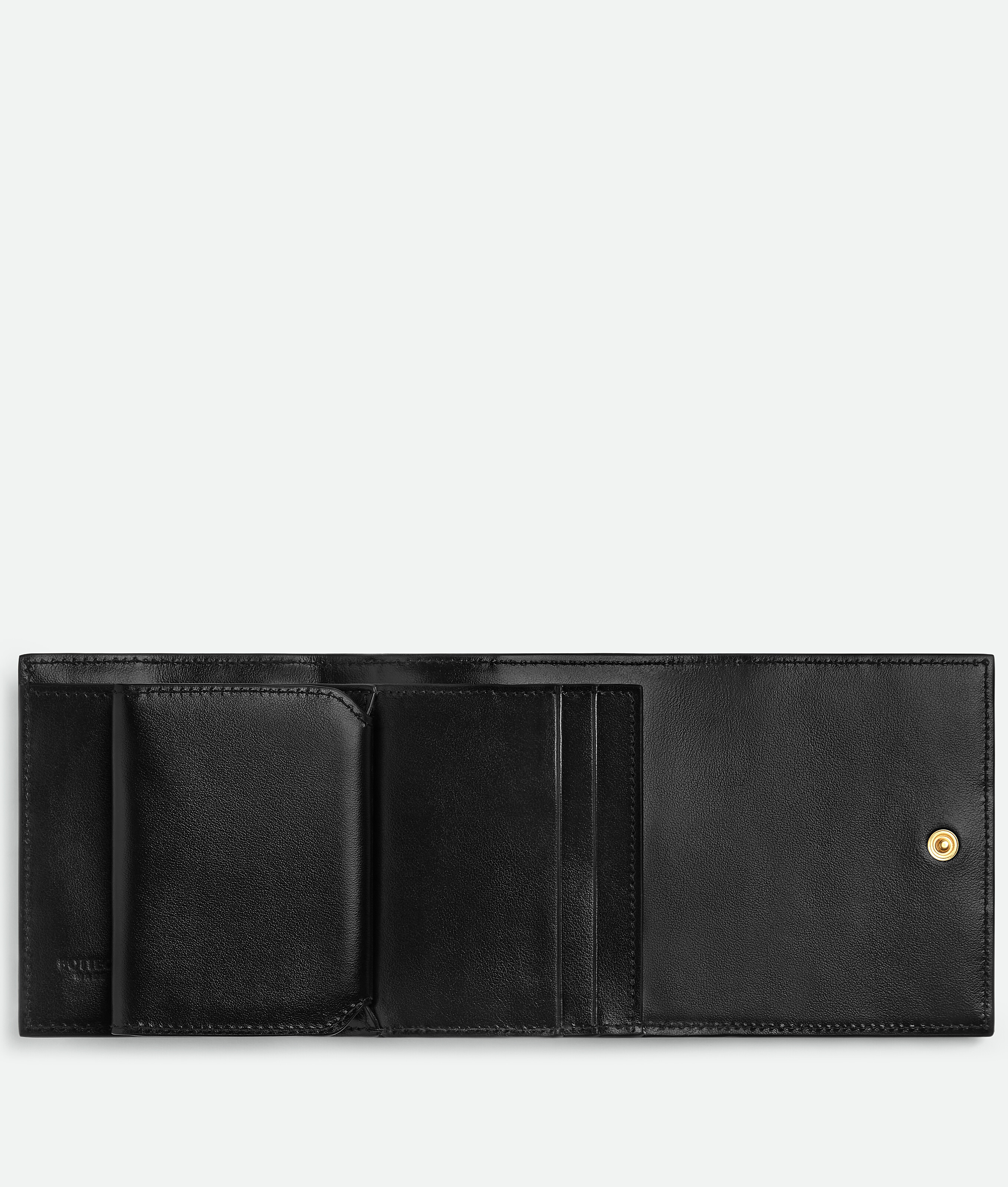 Shop Bottega Veneta Cassette Tri-fold With Origami Coin Purse In Black