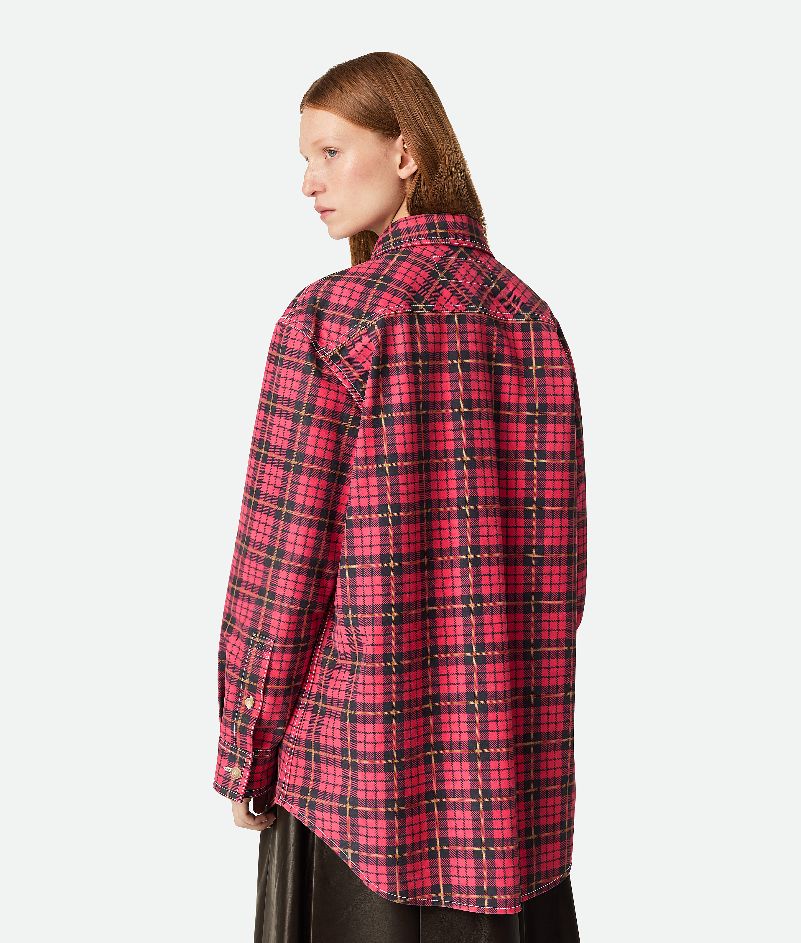 Bottega Veneta Printed Leather Shirt In Red/black