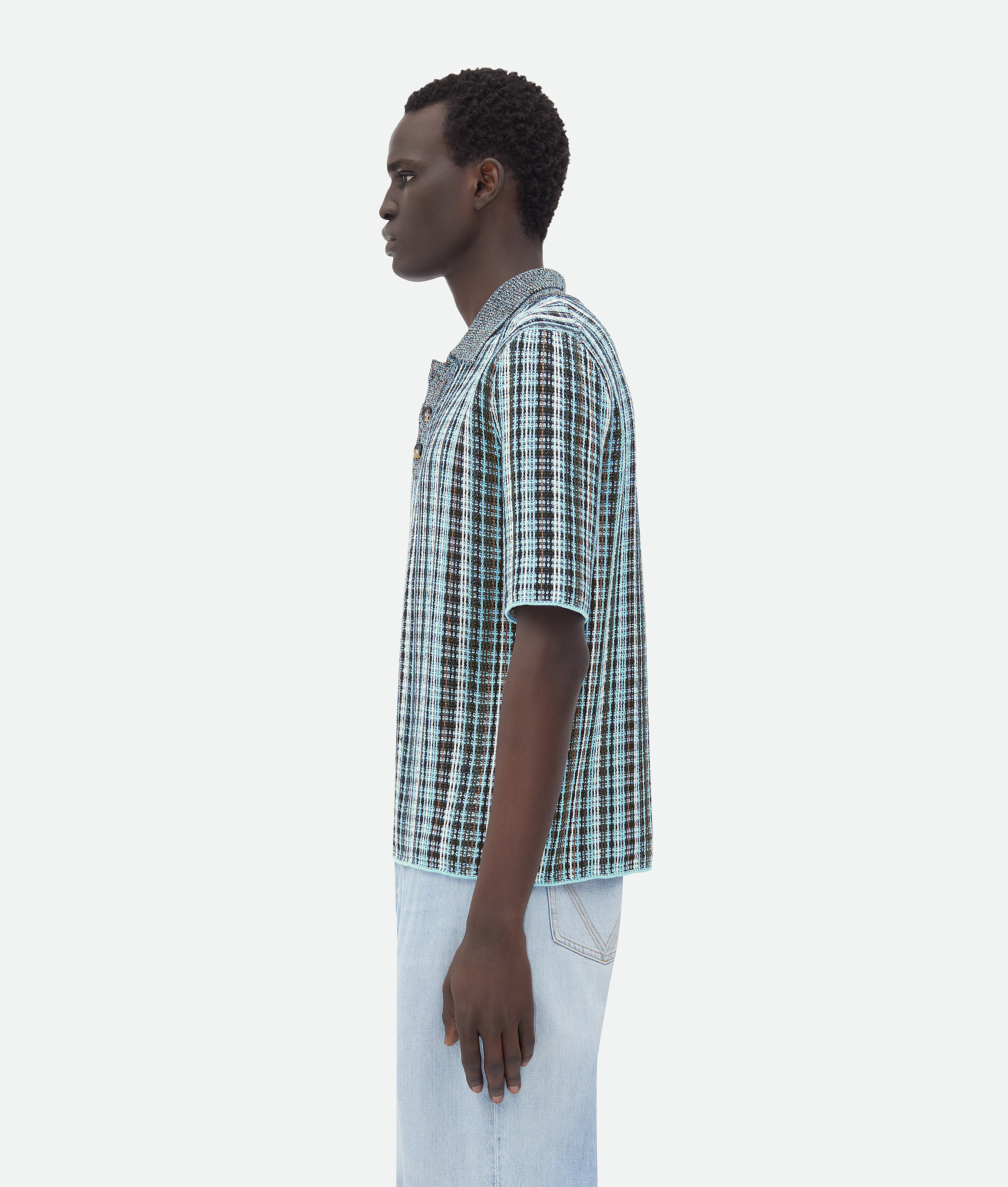 Bottega Veneta Bottega Veneta Cotton Viscose Check Polo In Multicolor
