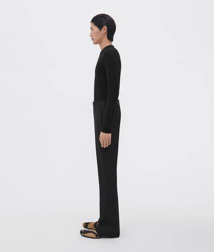 Slim Leg Compact Wool Trousers