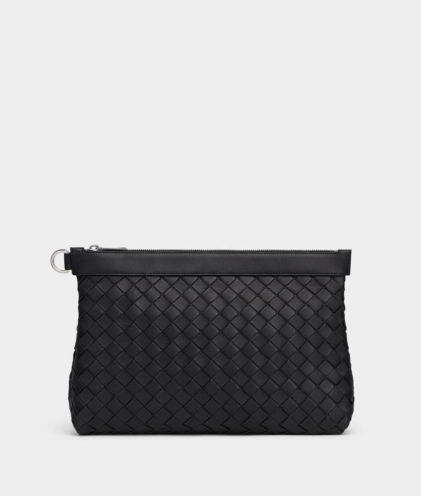 Bottega Veneta Men's Intrecciato Medium Leather Document Case - Black - Pouches