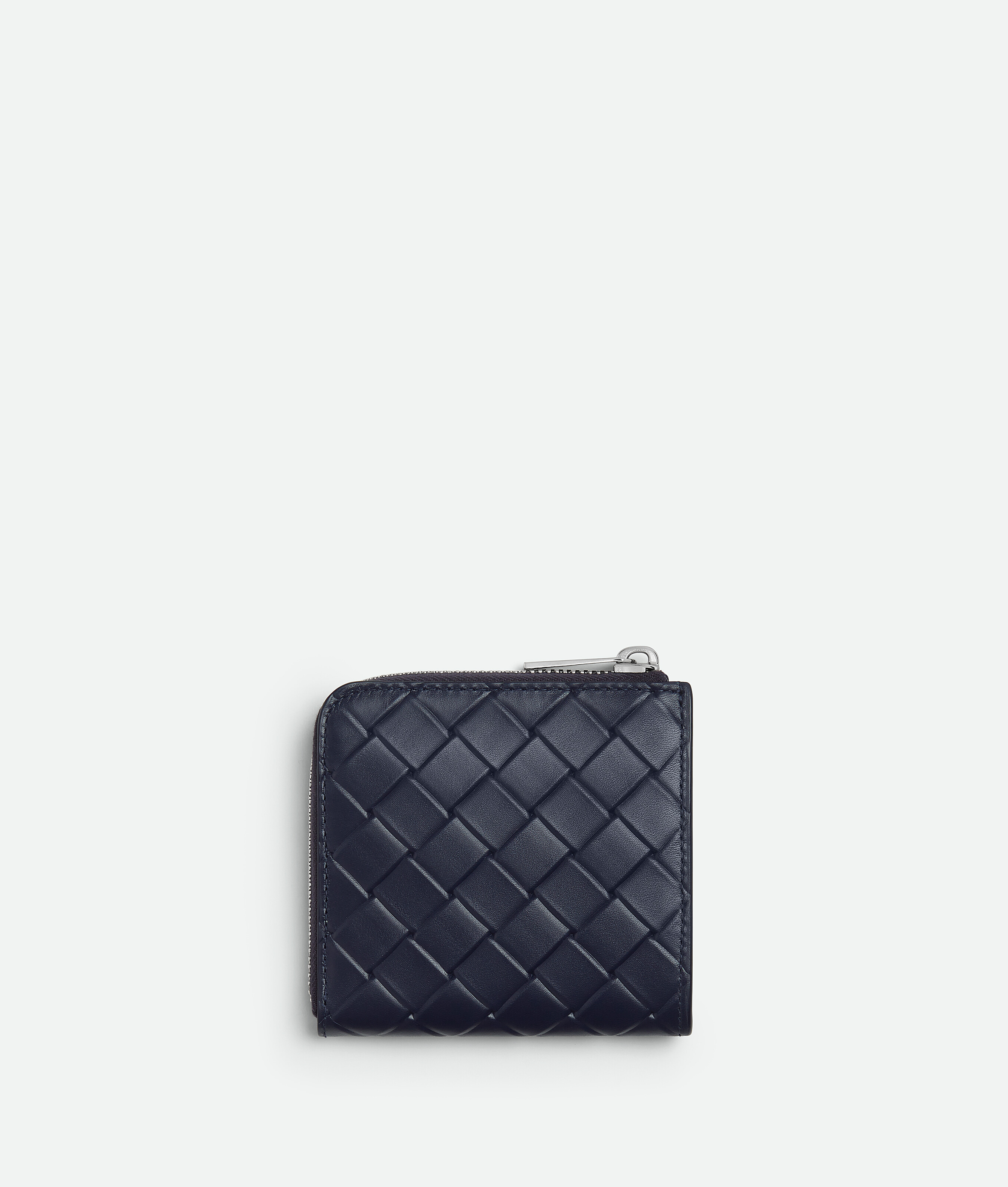 Bottega Veneta Intrecciato Stamp Square Zip Around Wallet In Abyss