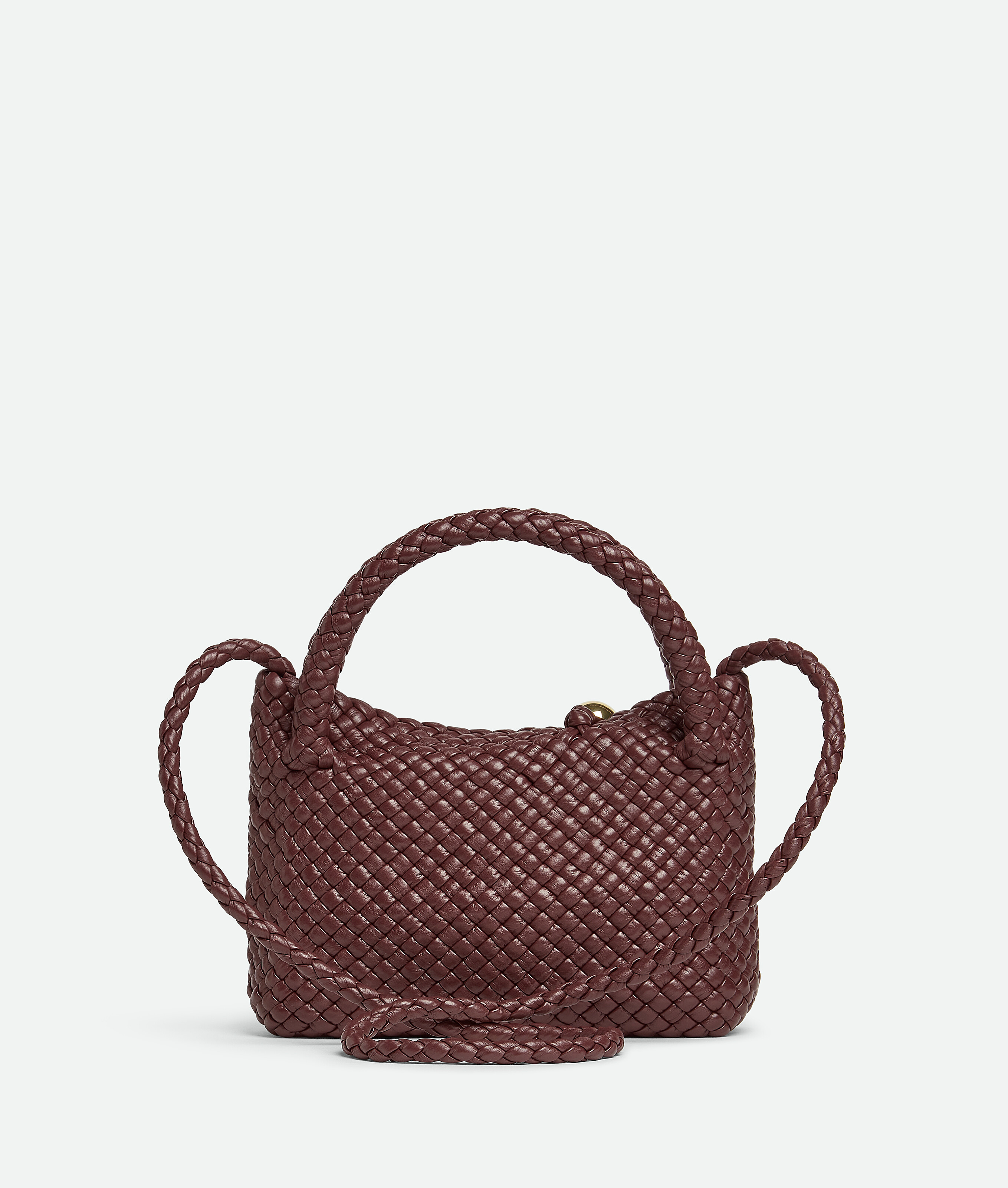 Bottega Veneta Double Handle Shoulder Bag In Madder Brown