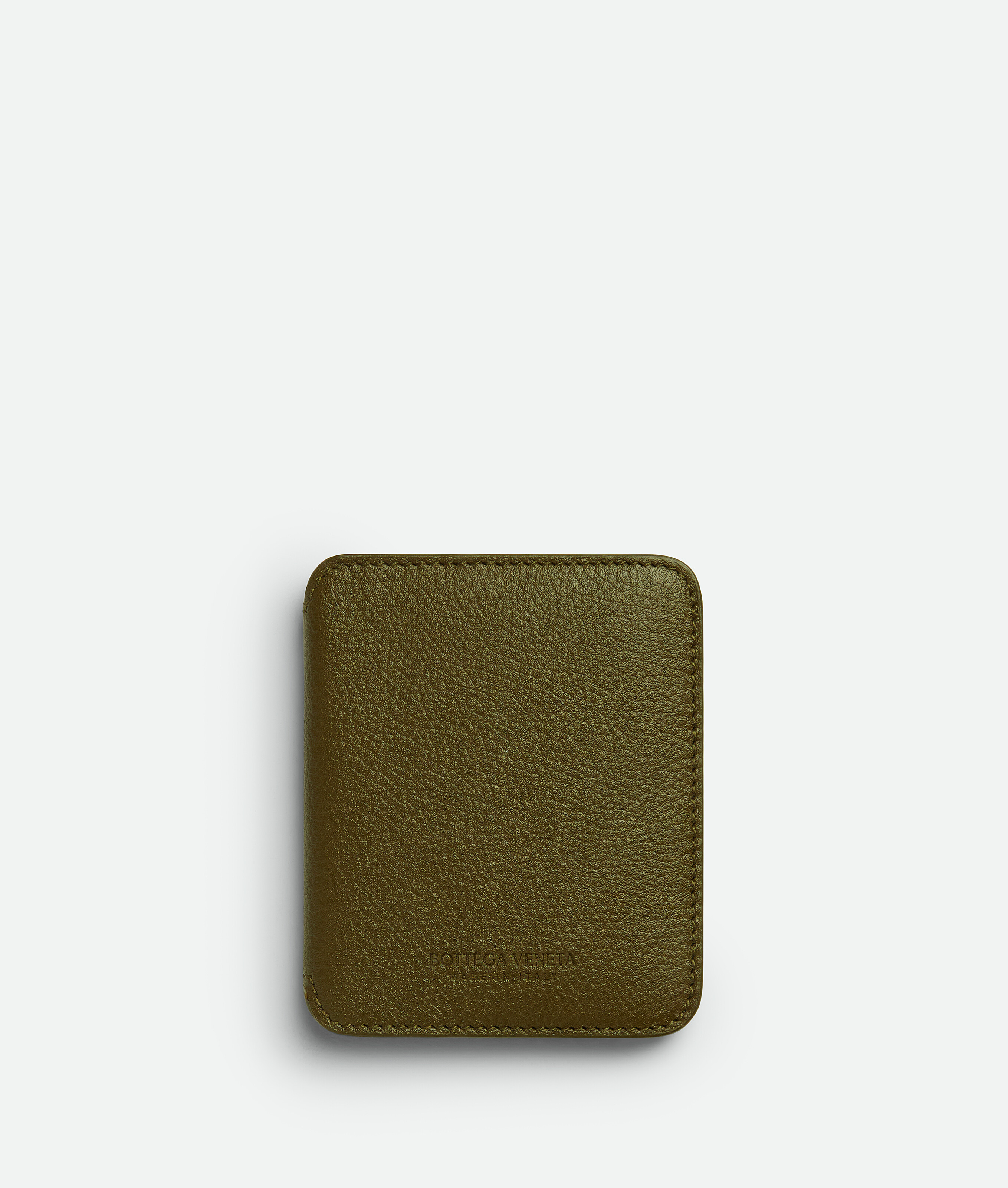 Shop Bottega Veneta Booster Flap Card Case In Olive Oil/space/fondant