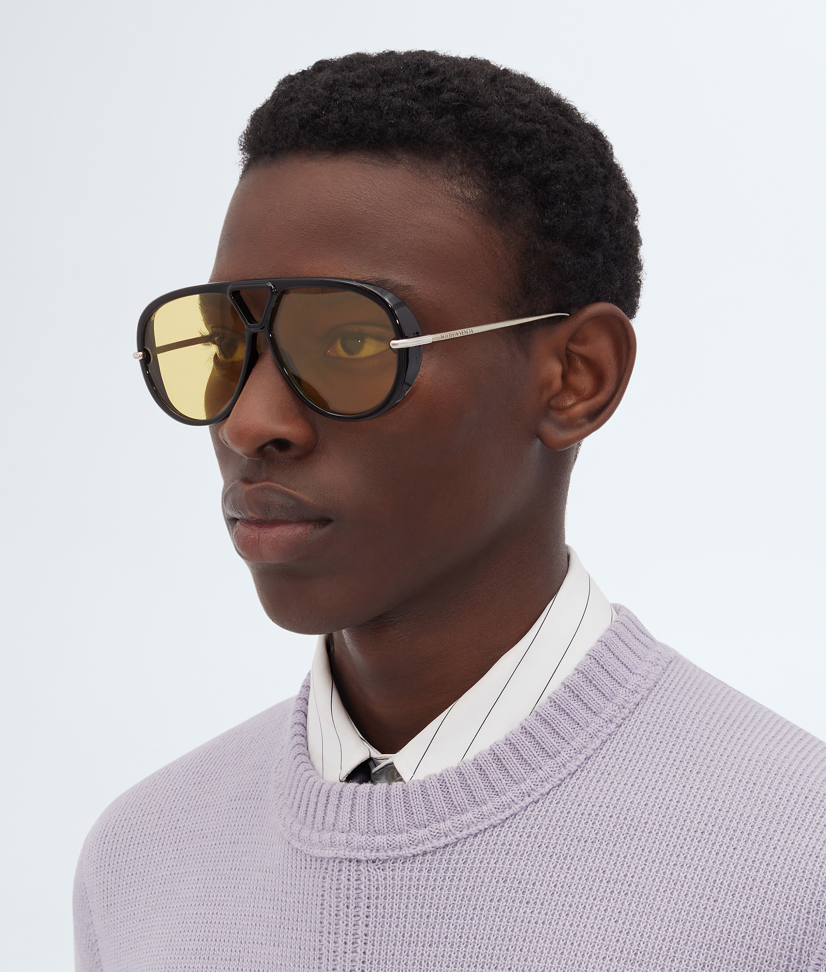 Classic Aviator Sunglasses in Black/yellow Bottega Veneta Finland EN - Image 2