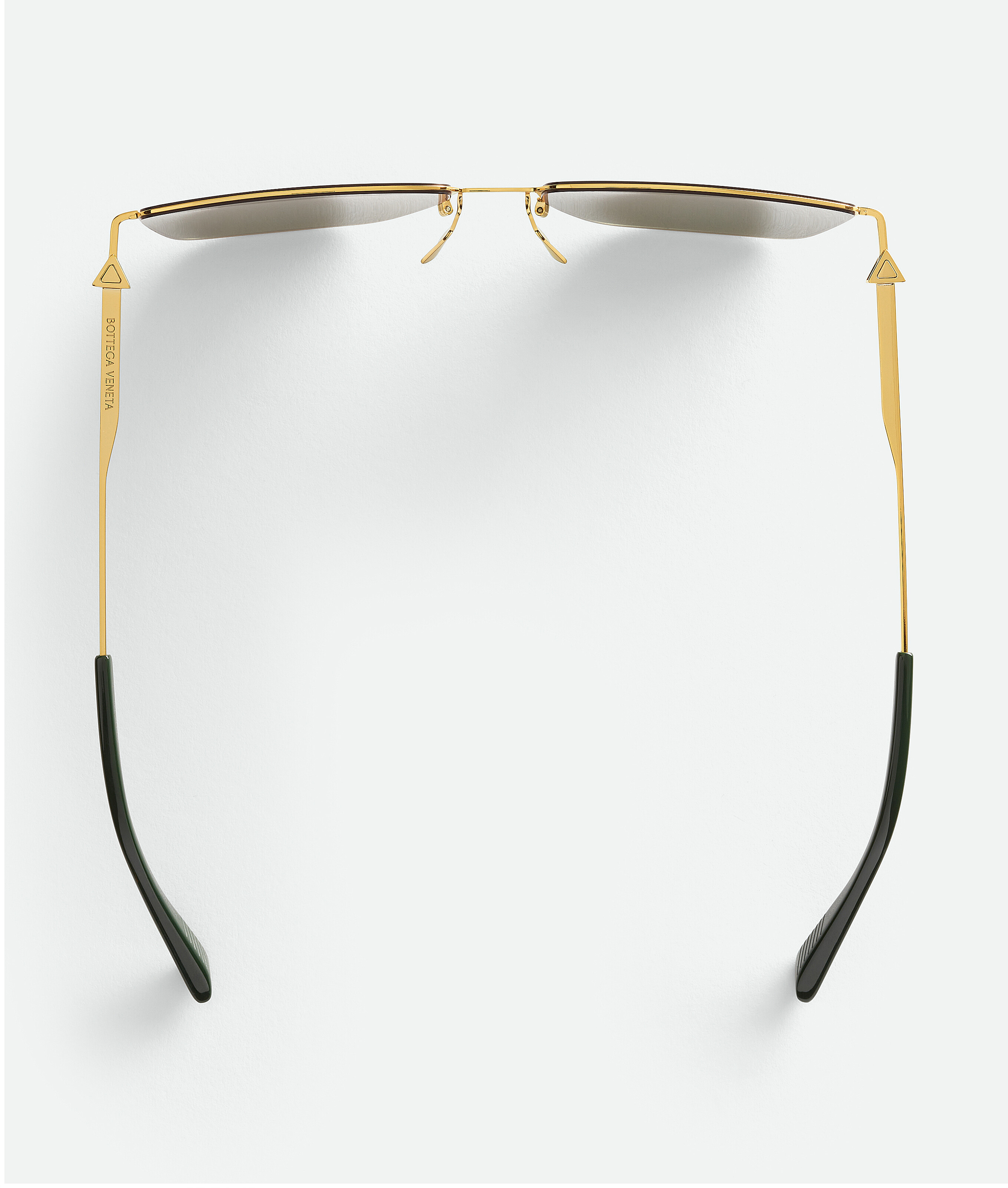 Shop Bottega Veneta Ultrathin Metal Rectangular Sunglasses In Green