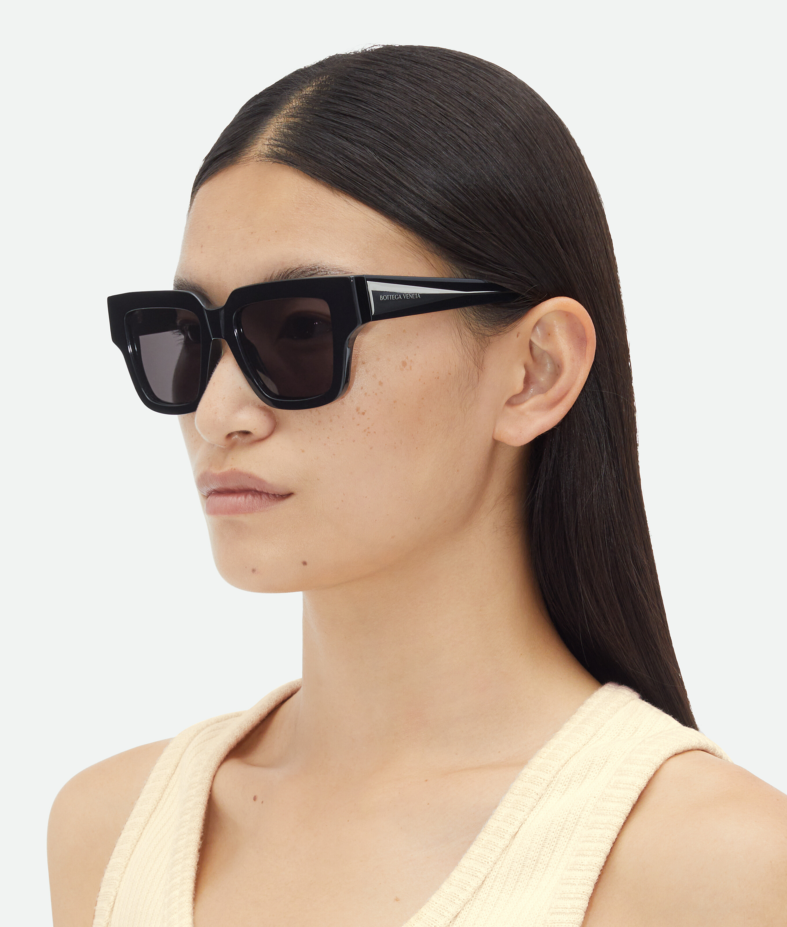 Shop Bottega Veneta Tri-fold Square Sunglasses In Black