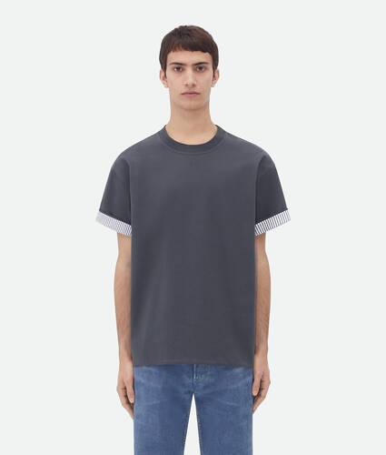 大きな商品イメージを表示する 1 - ダブルレイヤー ストライプ コットン Tシャツ