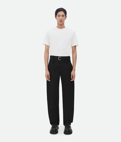 Belted Cotton Twill Trousers