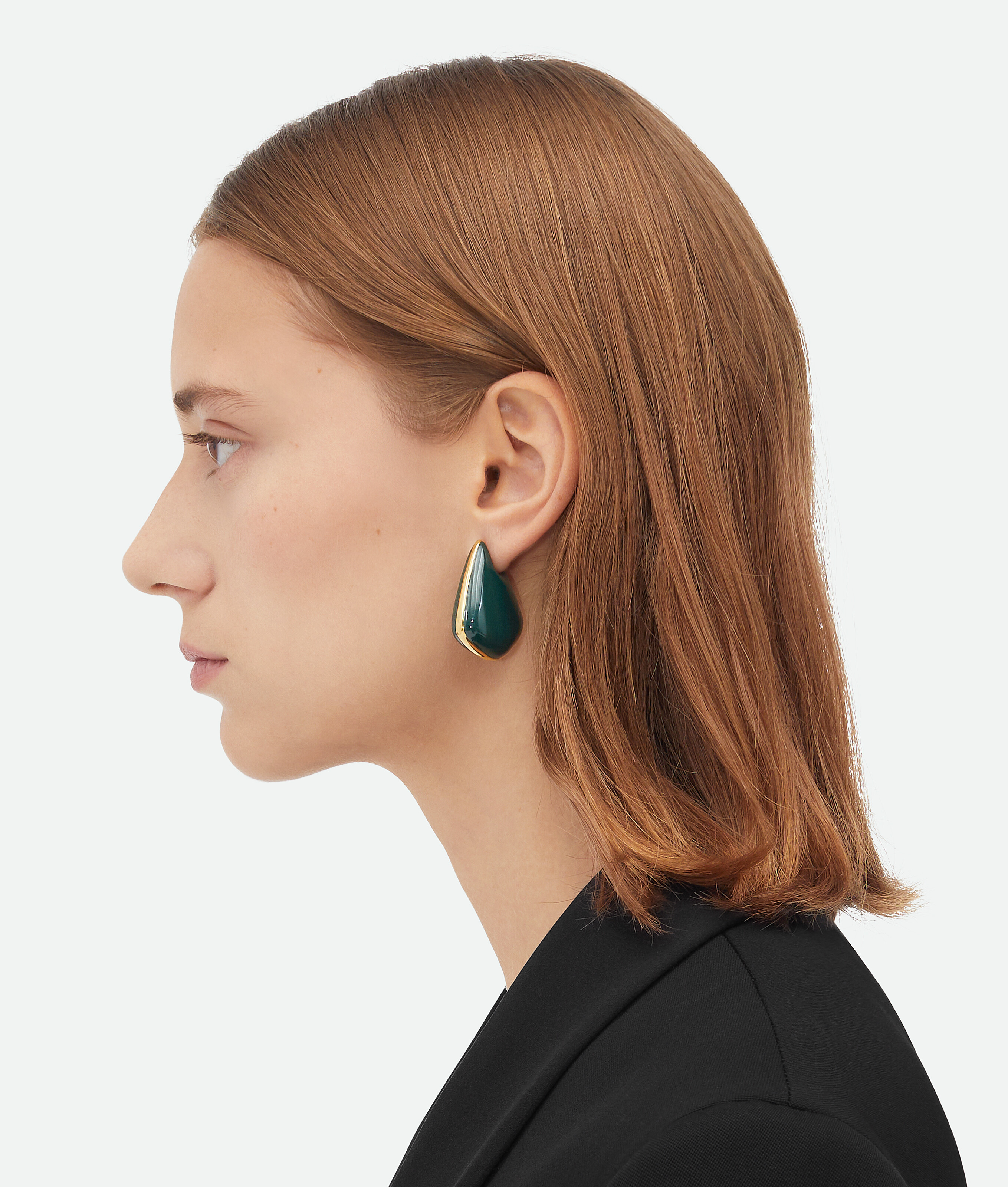 Bottega Veneta Small Fin Earrings In Dark Green