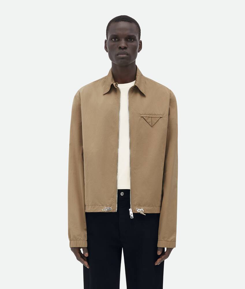 Bottega Veneta® Men's Triangle Pocket Tech Nylon Jacket in Sesame