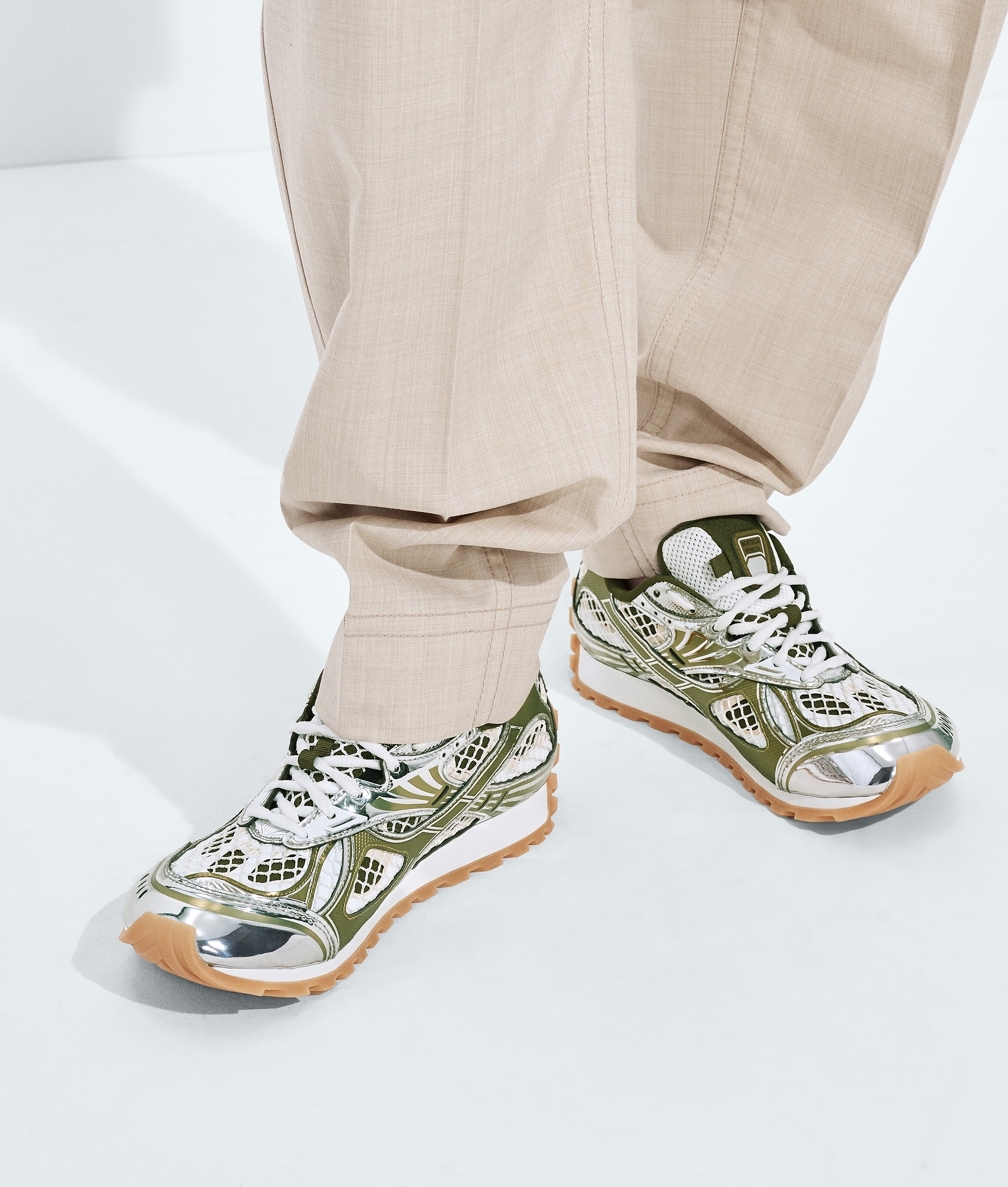 Bottega Veneta Orbit Lace-up Technical Fishnet Sneakers In Multi