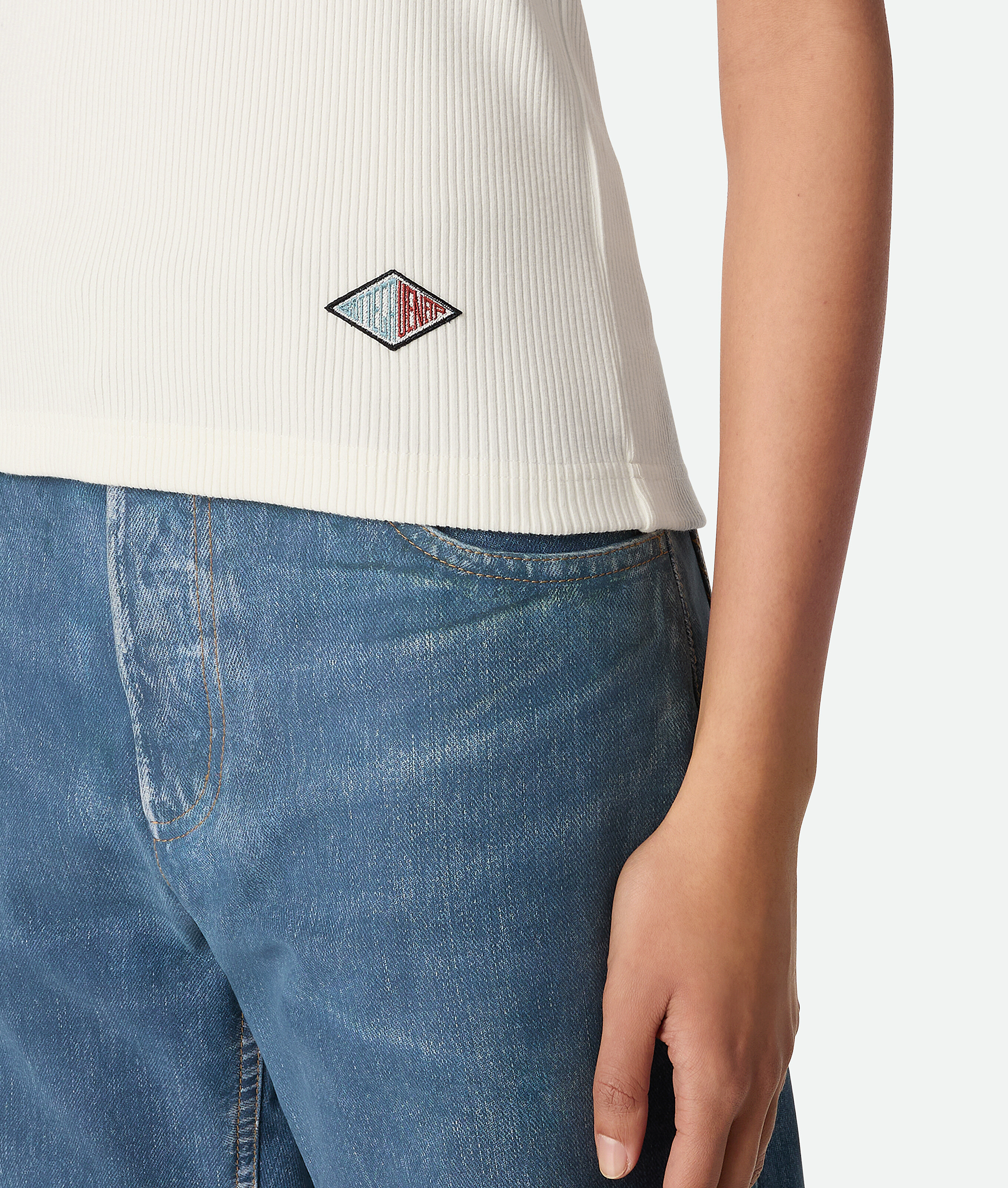 Shop Bottega Veneta Cotton Rib Jersey Tank Top In Chalk