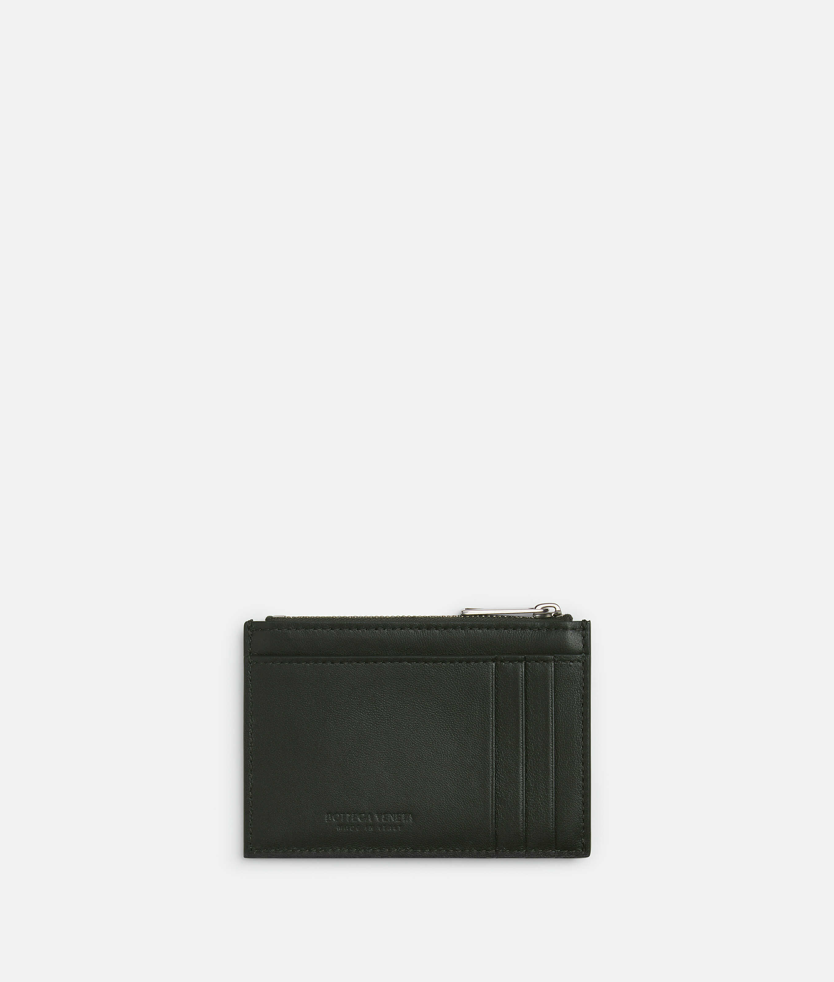 Bottega Veneta Intrecciato Diagonal Zipped Card Case In Dark Green