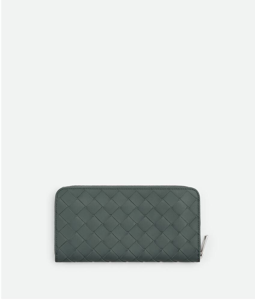 Bottega Veneta イントレチャート ジップアラウンドウォレット - グレー - 男性 - Calfskin