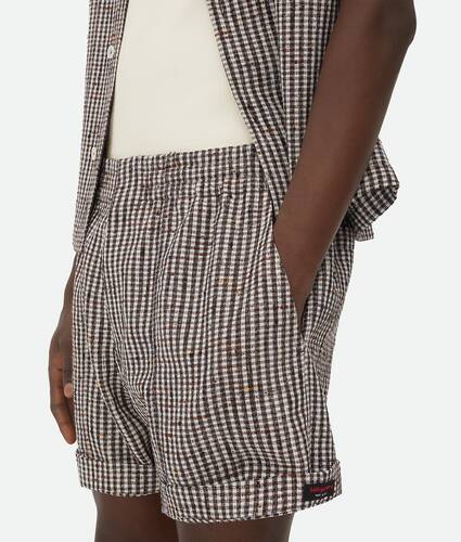 Knotted Viscose Check Shorts