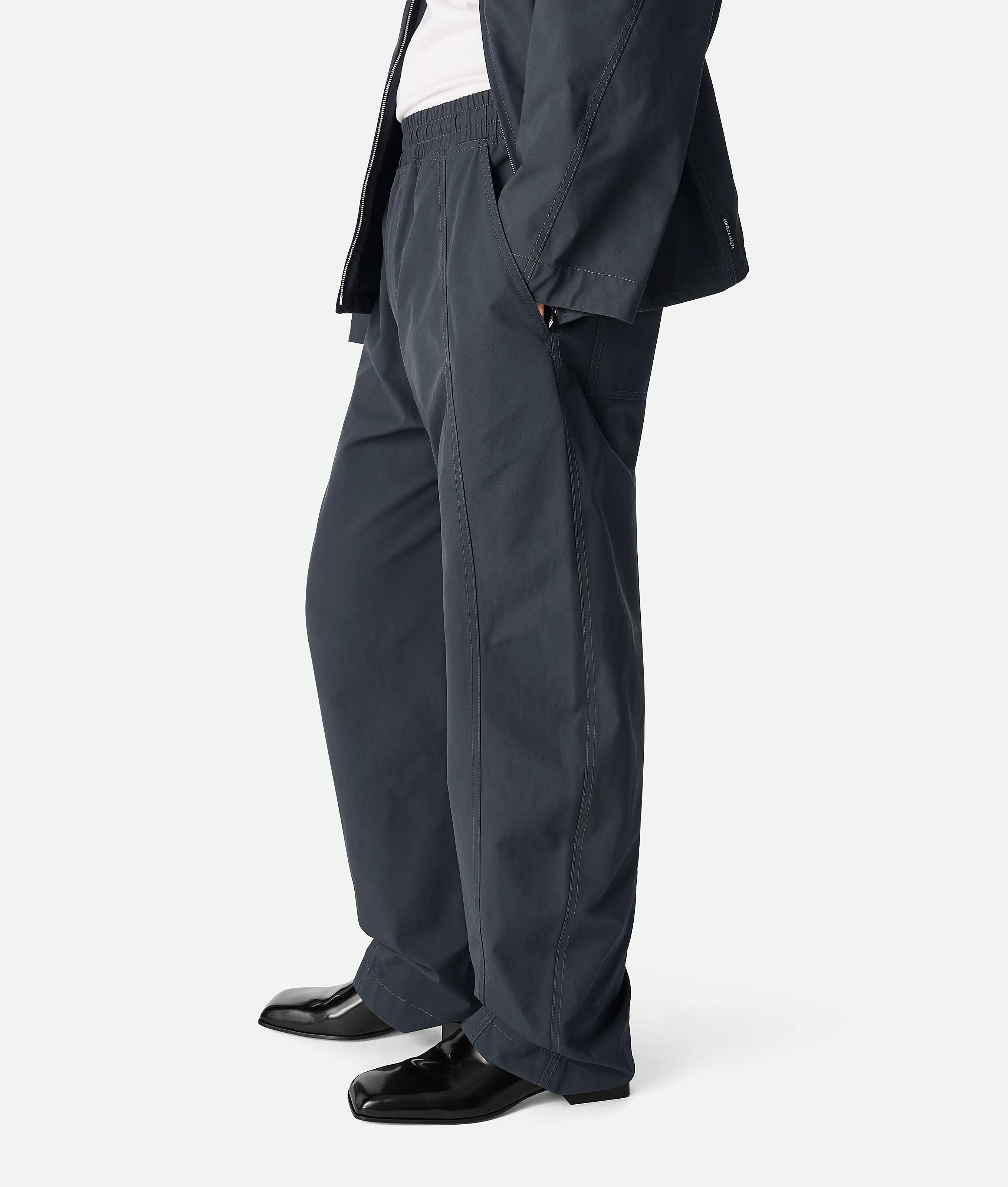 Bottega Veneta Coated Cotton Trousers With Resin Finish In Vulcano
