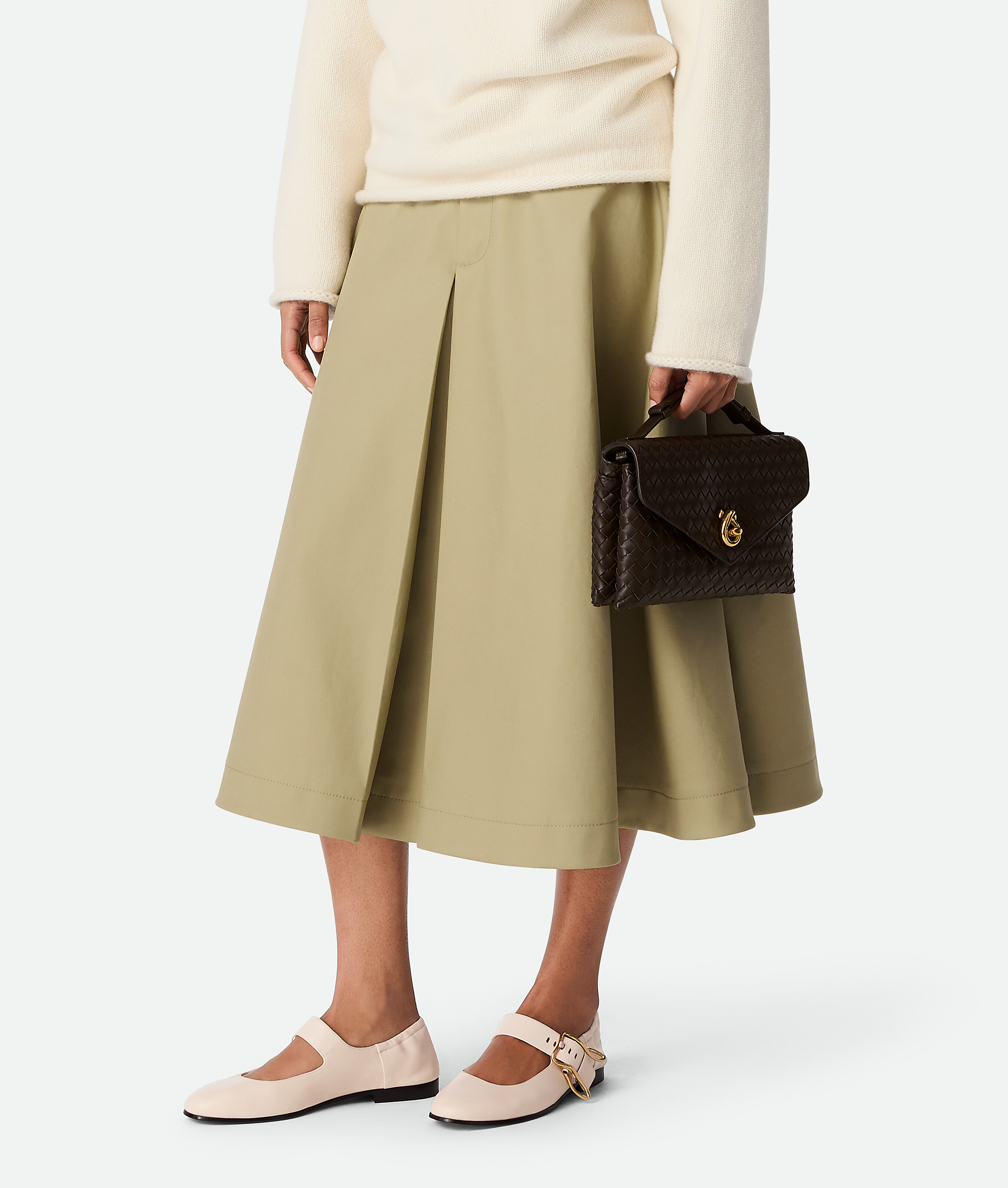 Bottega Veneta Astaire Leather Rabbit Mary Jane Ballerina Flats In New Cameo