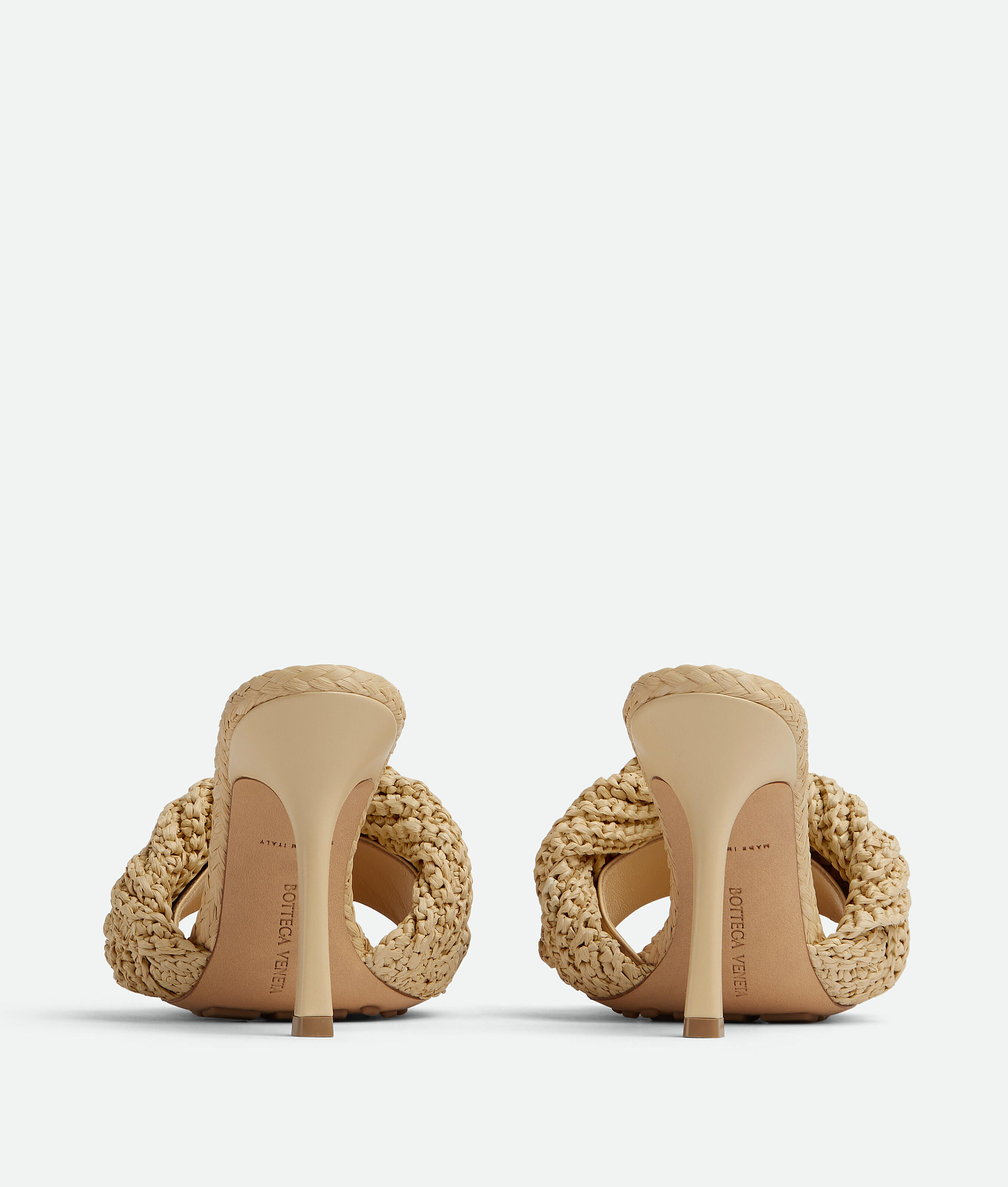 Bottega Veneta Lido 90 Raffia Intrecciato Mule In Beige O Tan