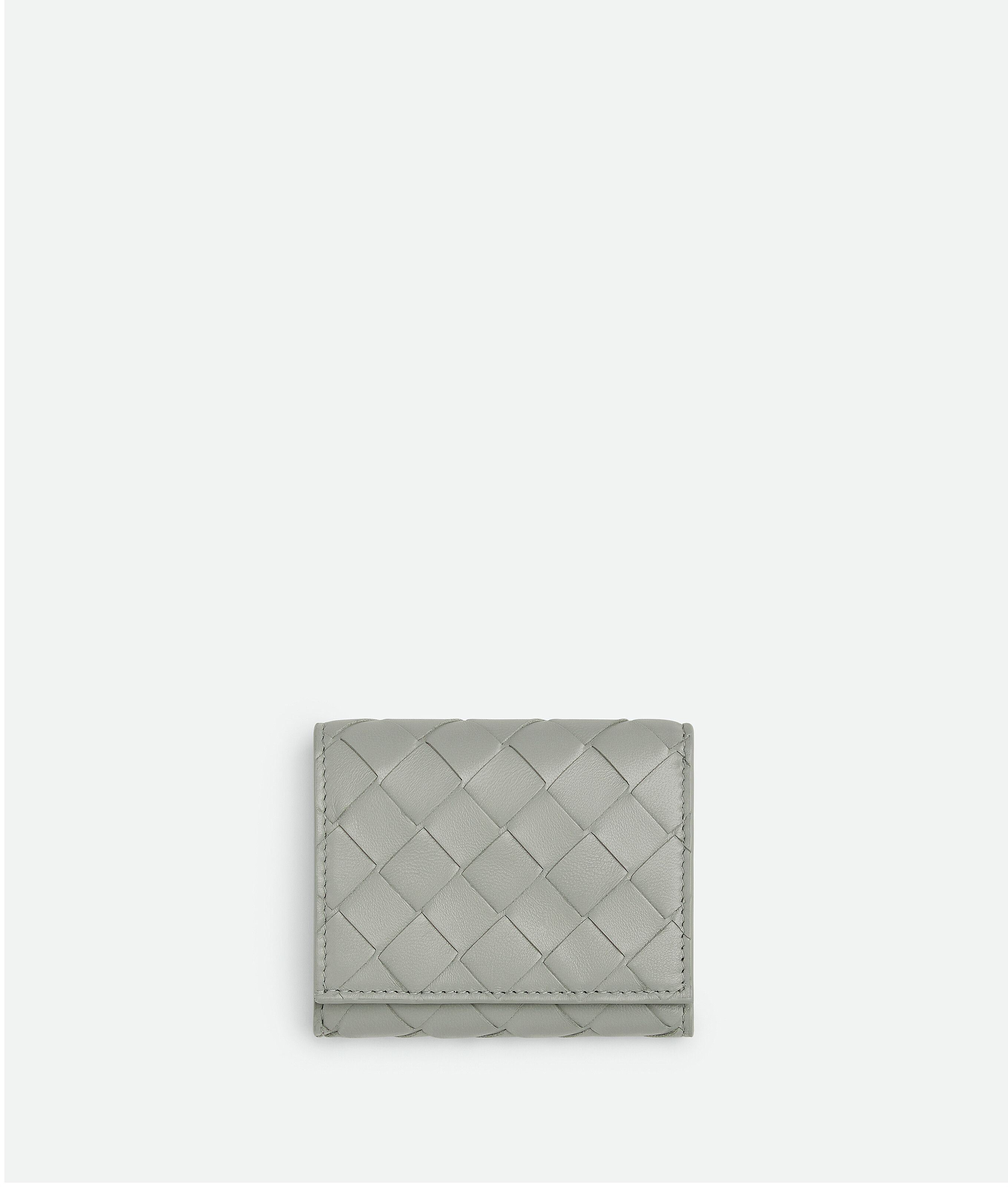 Bottega Veneta® Women's Intrecciato Tri-Fold Zip Wallet in Agate 