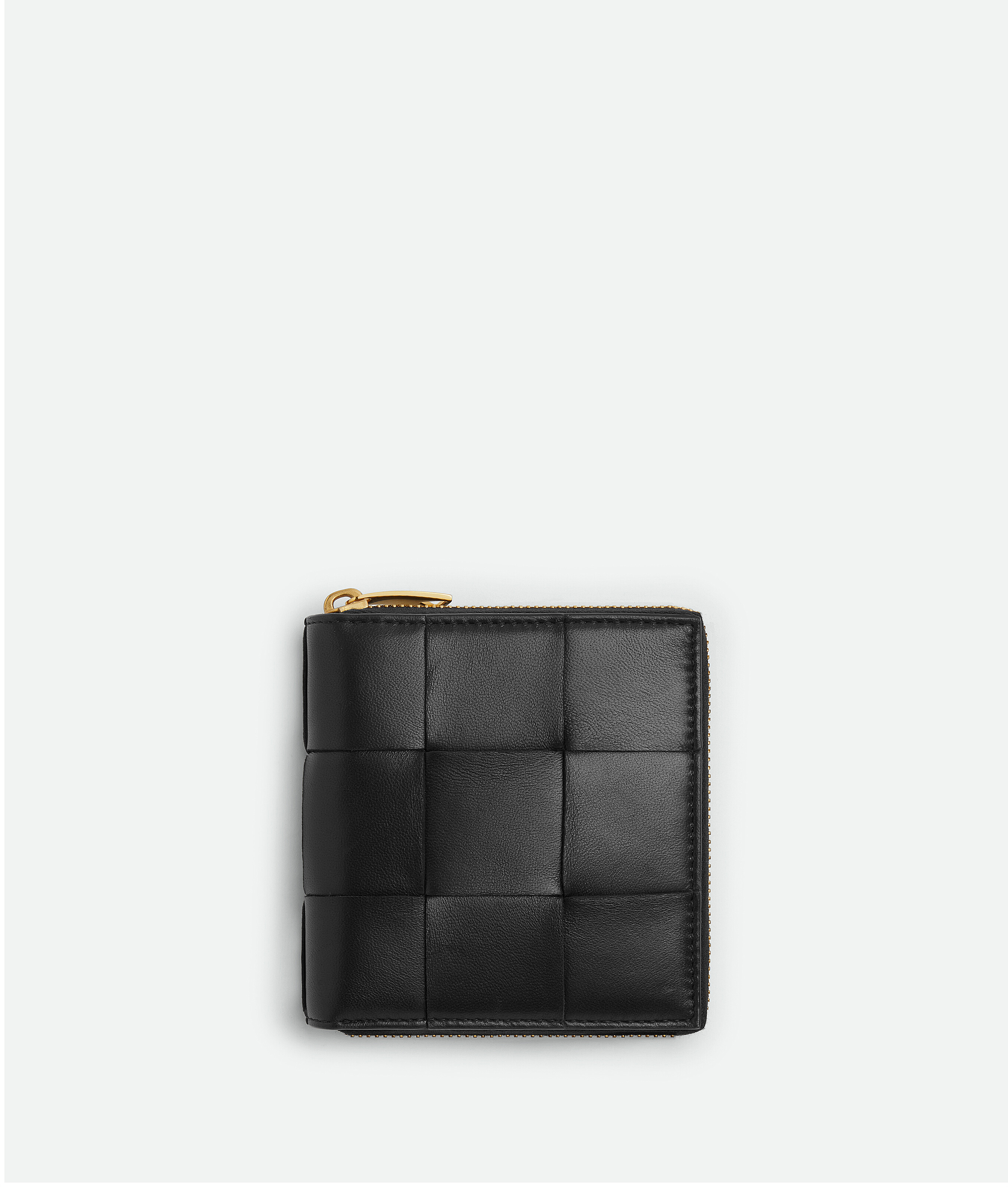 Bottega Veneta Small Cassette Compact Zip Around Wallet In Black