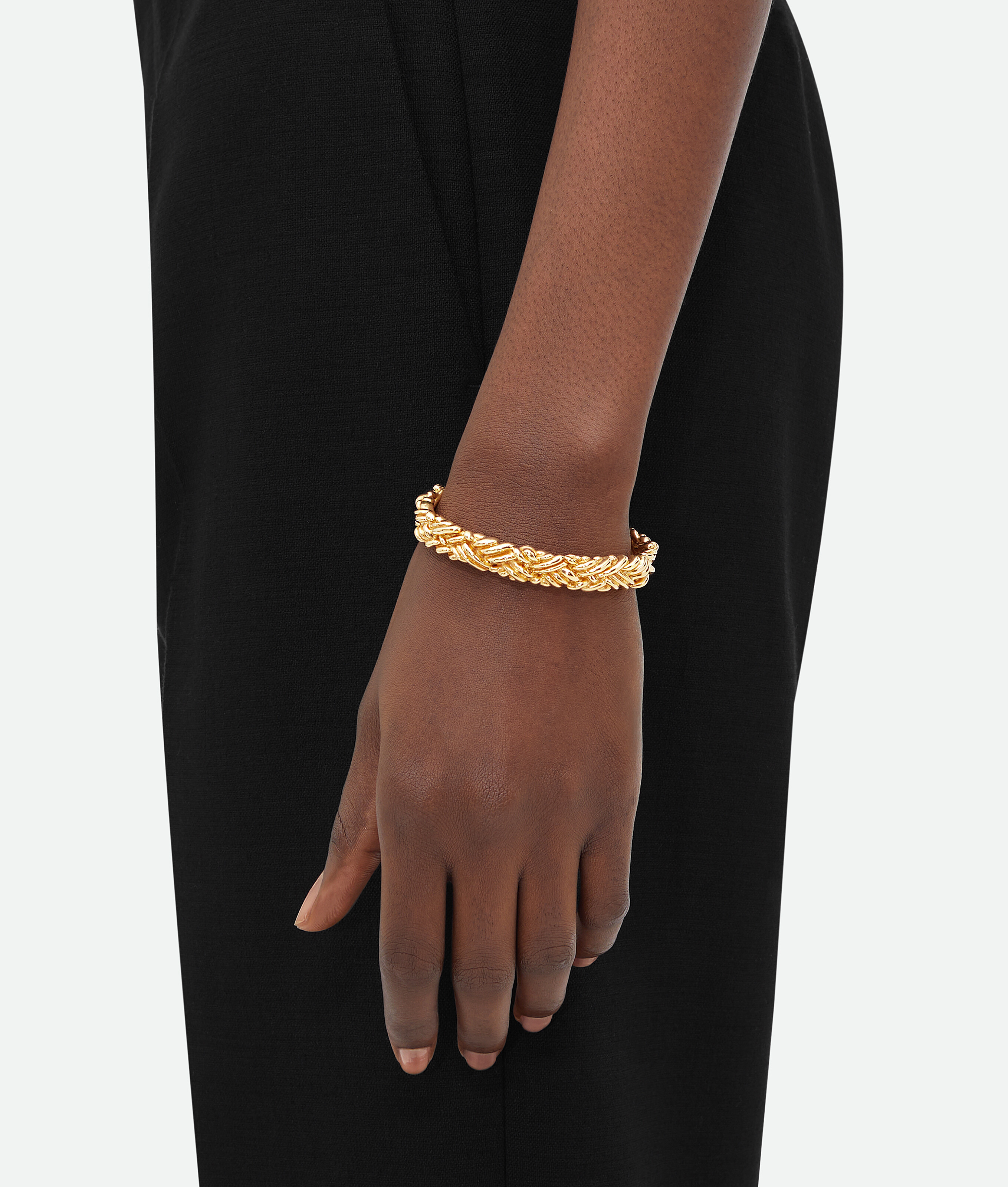 Bottega Veneta Intreccio Thin Cuff Bracelet - Yellow Gold - Woman - S