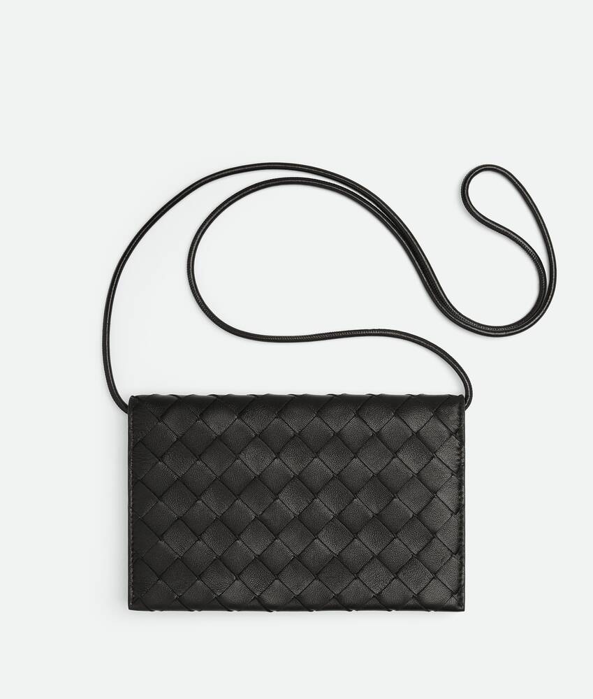 Bottega Veneta® Women's Intrecciato Wallet On Strap in Black. Shop