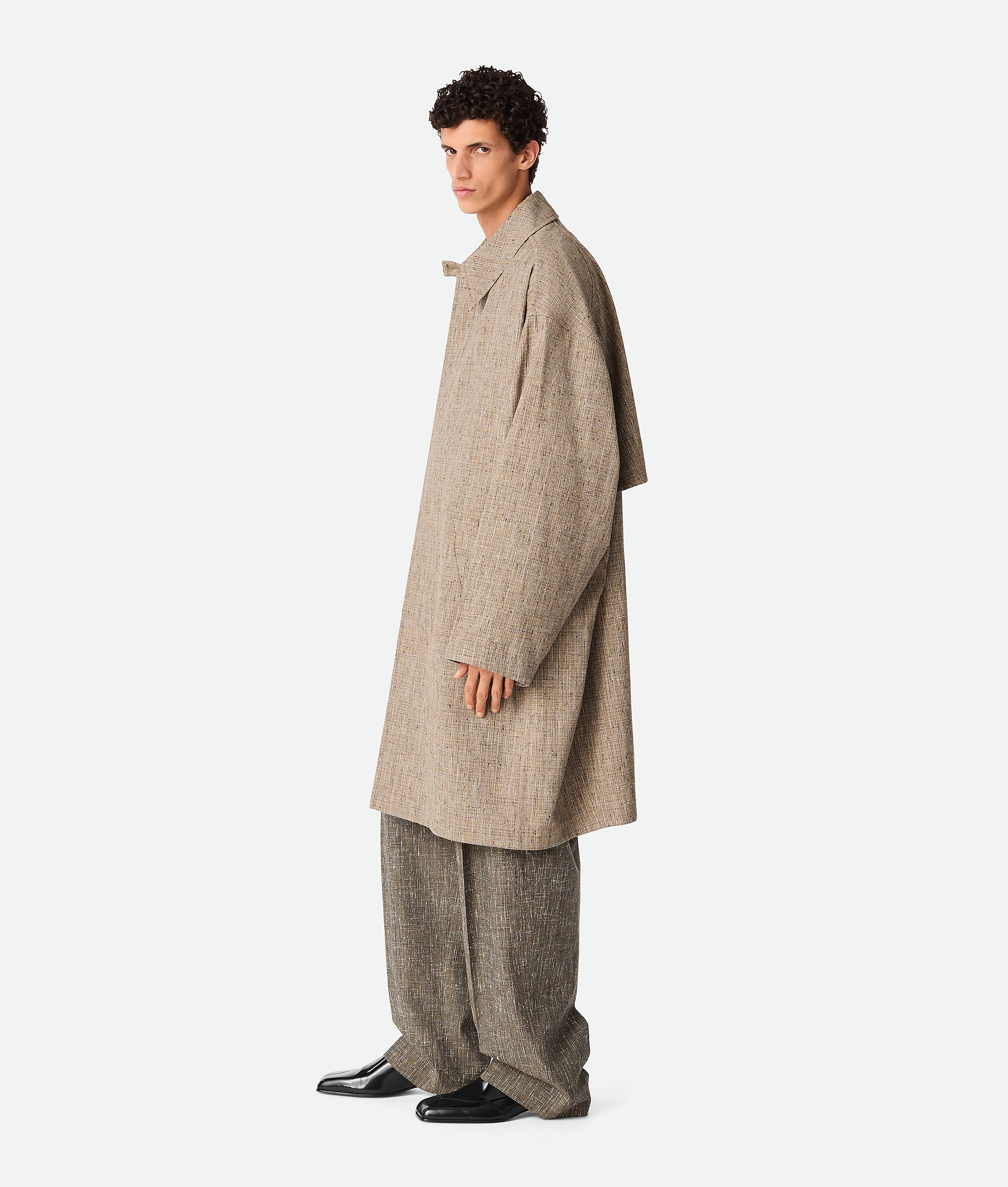 Bottega Veneta Fleck Coat In Sahara Melange/multicolor