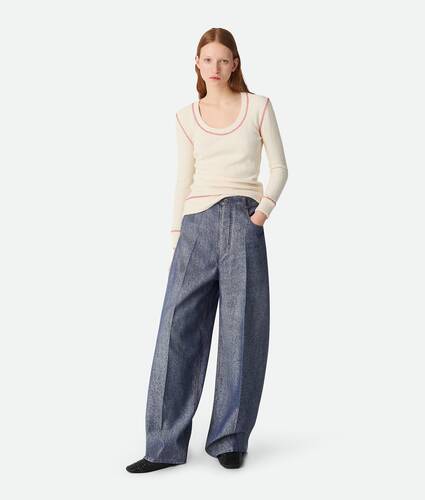 Pantalon ample en jacquard denim