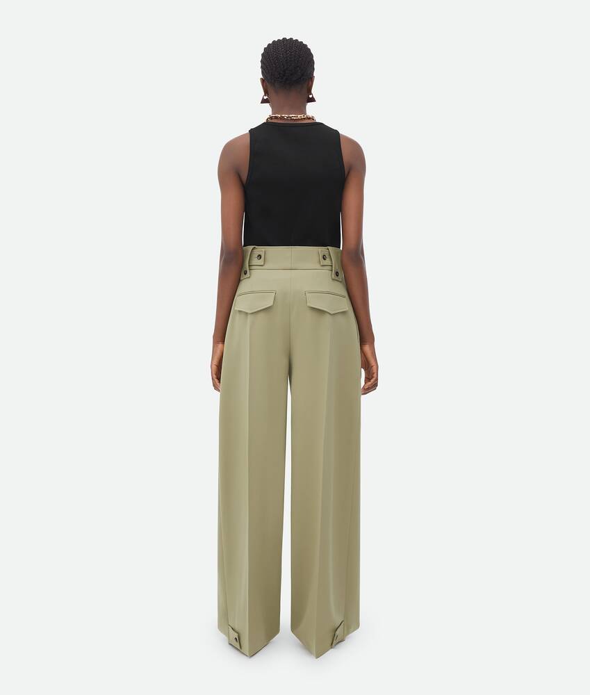 Bottega Veneta Travertine-coloured Cotton Palazzo Trousers