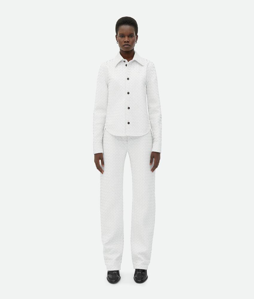 Display a large version of the product image 4 - Intrecciato Leather Straight Leg Trousers