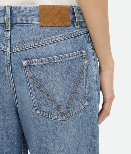 Vintage Indigo Jeans mit Umschlag