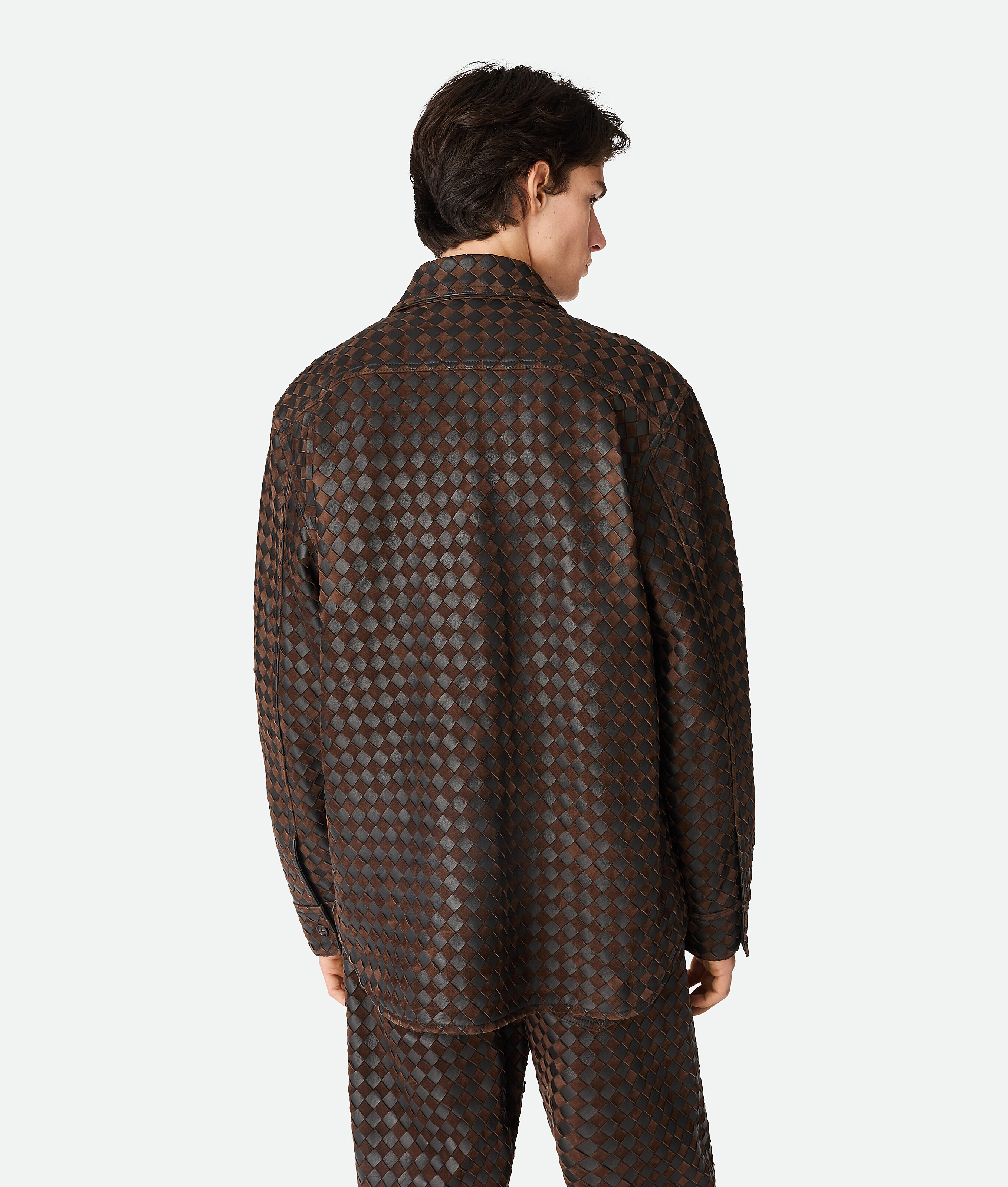 Bottega Veneta Intrecciato Leather And Suede Shirt