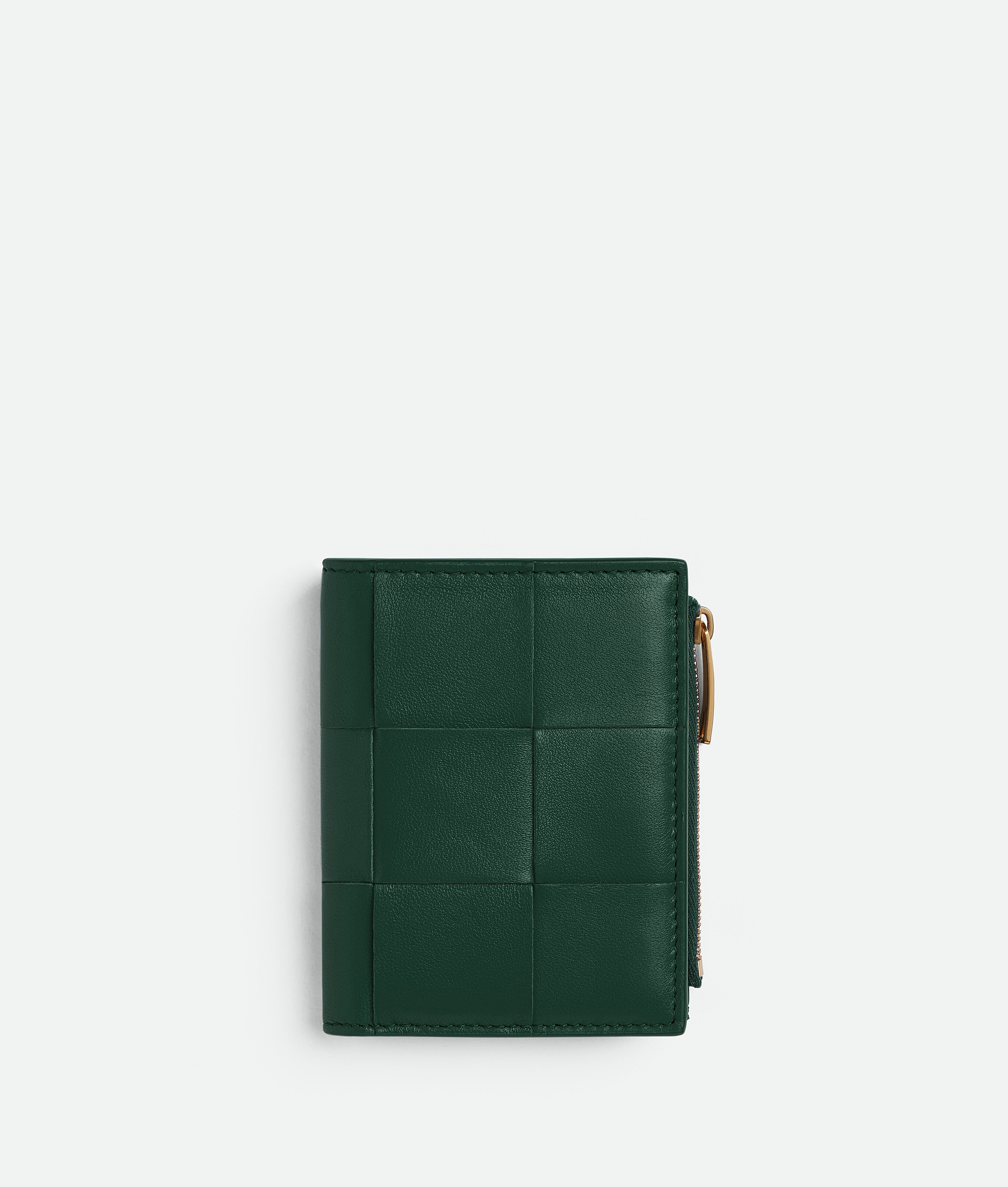 Bottega Veneta Small Cassette Bi-fold Zip Wallet In Emerald Green