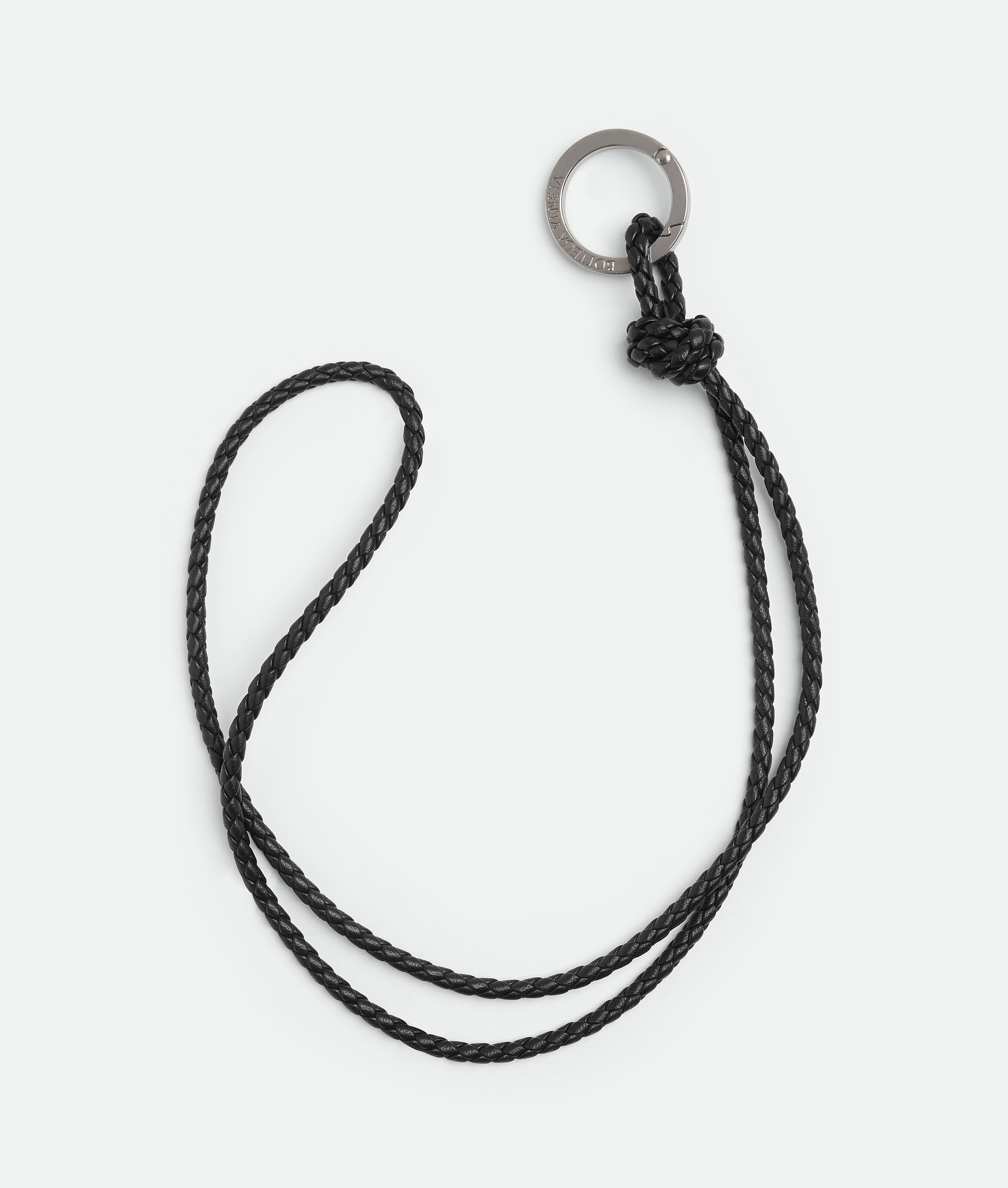 Bottega Veneta Intreccio Long Key Ring In Black