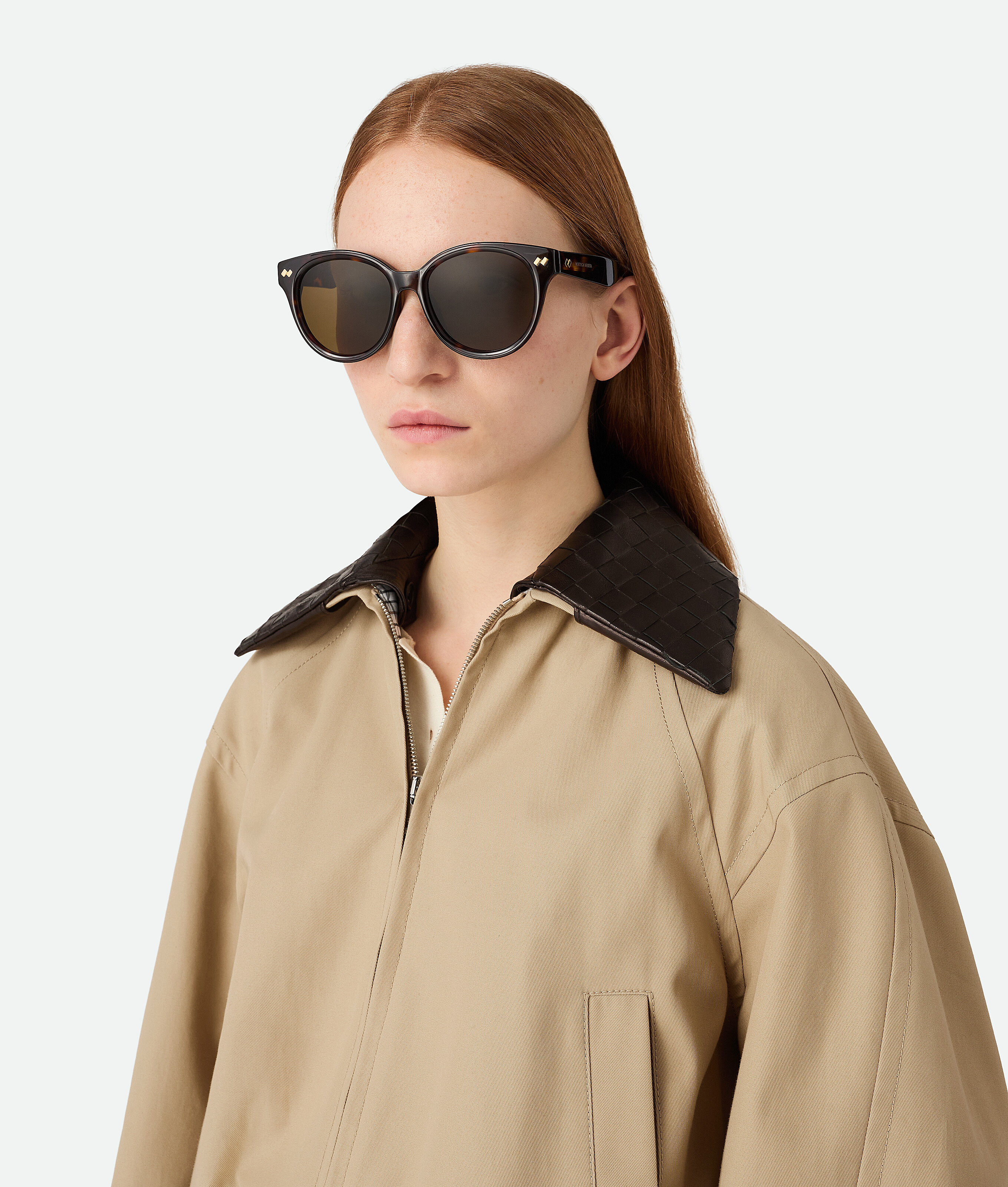 Bottega Veneta Full Frame Sunglasses In Havana/brown
