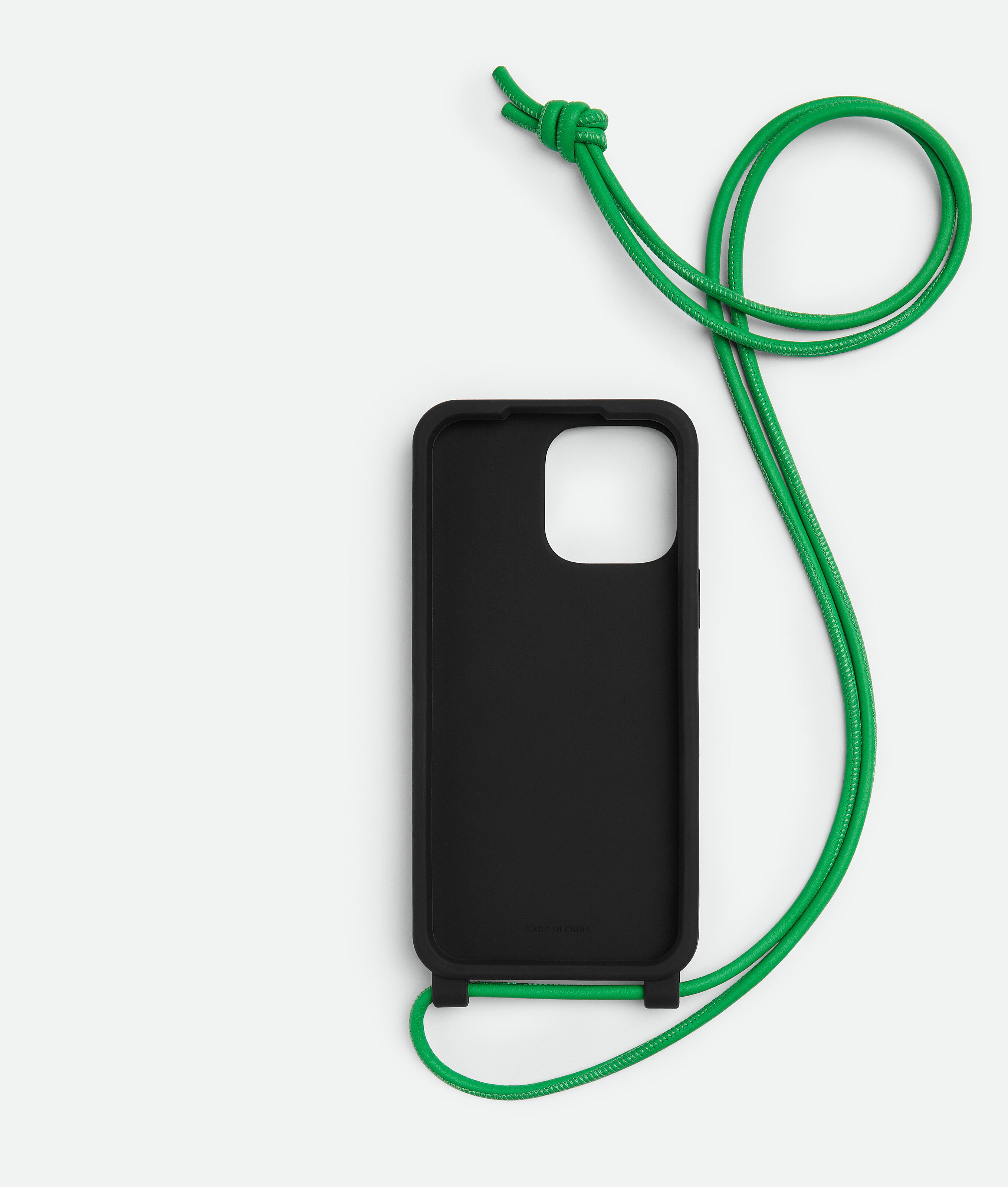 Bottega Veneta Iphone 16 Pro Max Case With Strap In Black/parakeet