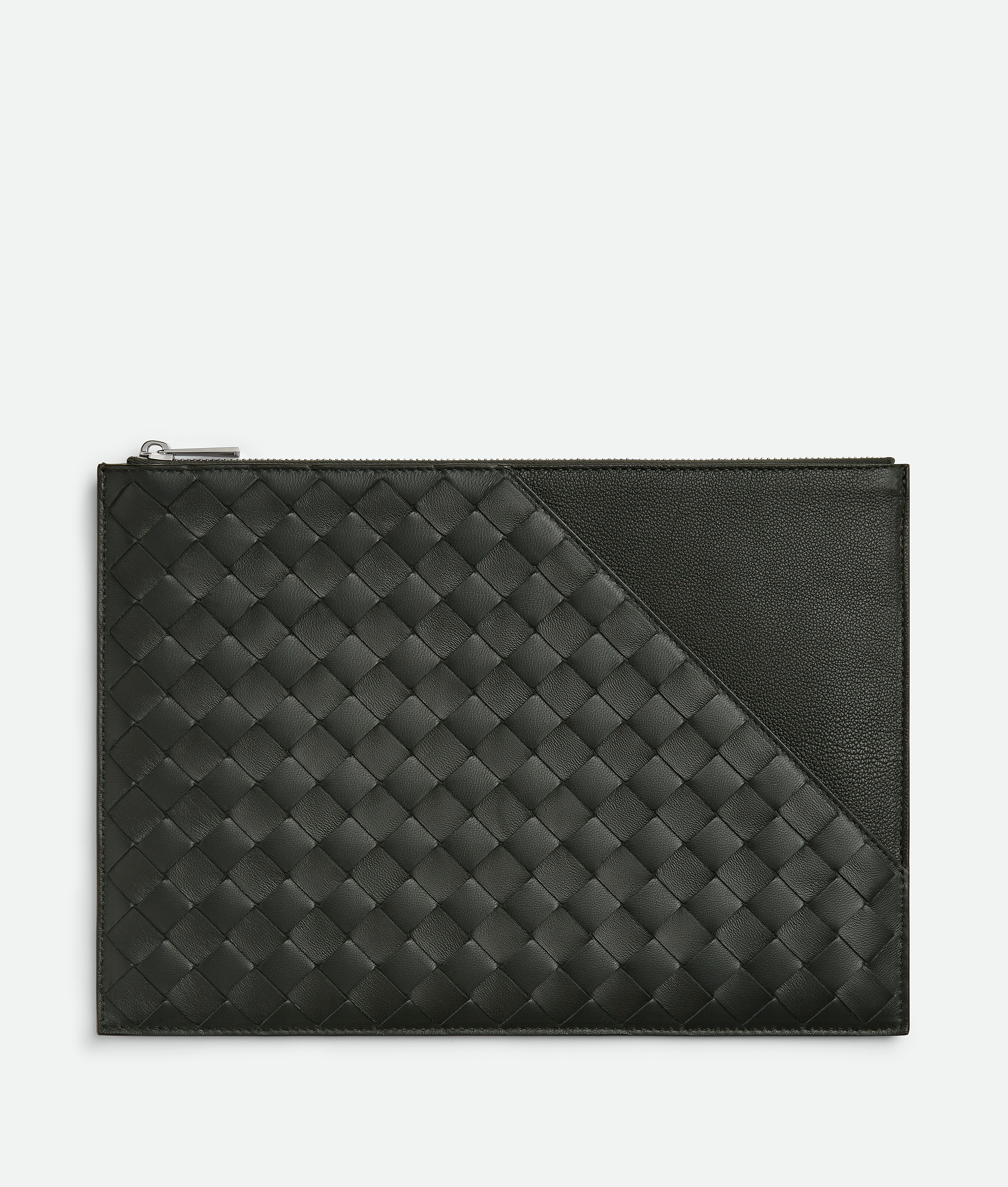 Bottega Veneta Pochette Plate Intrecciato Diagonal - Dark Green - Homme -