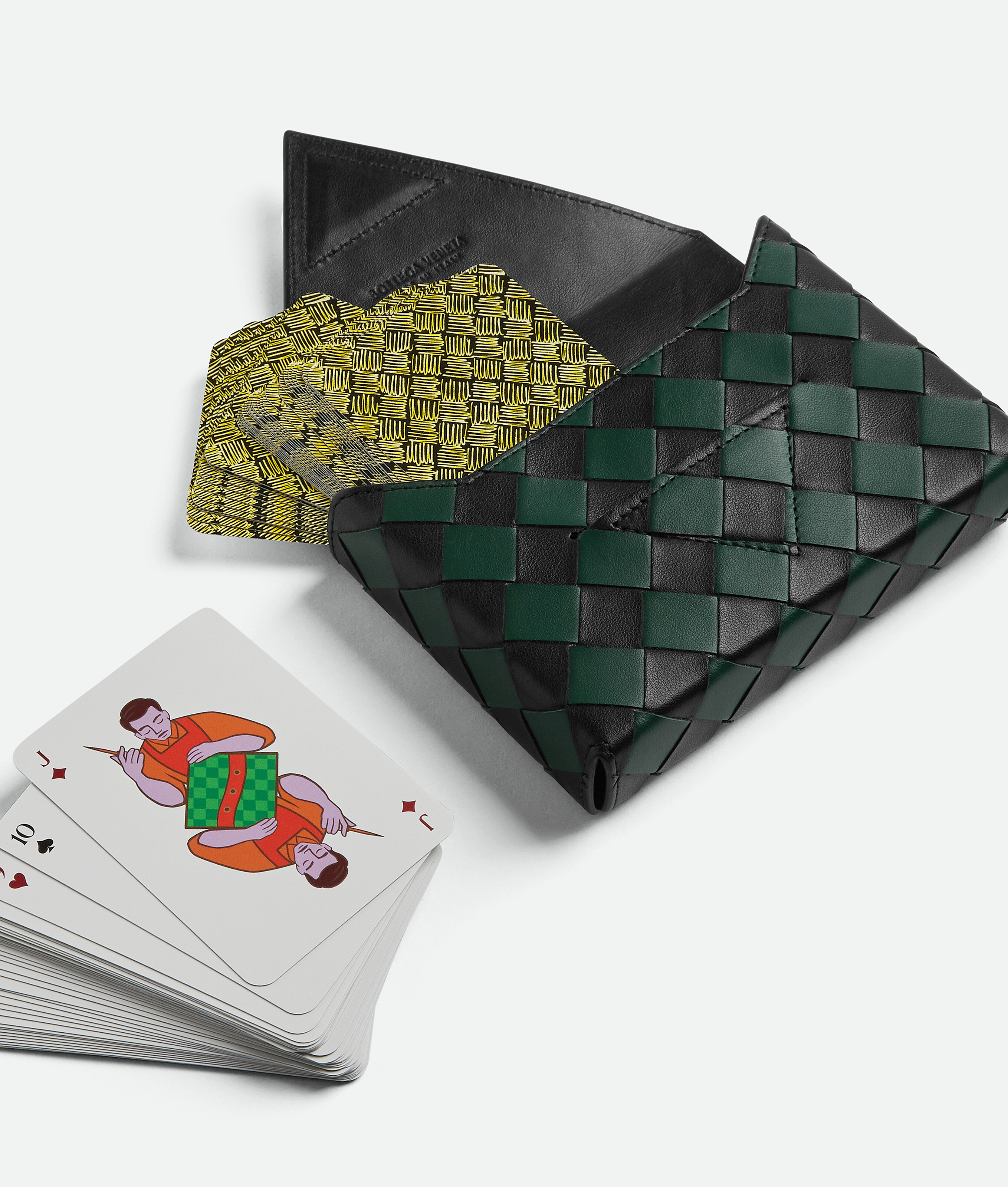Bottega Veneta Intrecciato Spielkarten In Black/emerald