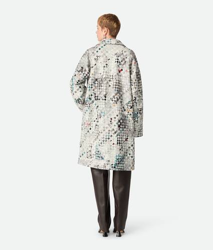 Printed Intrecciato Leather Coat