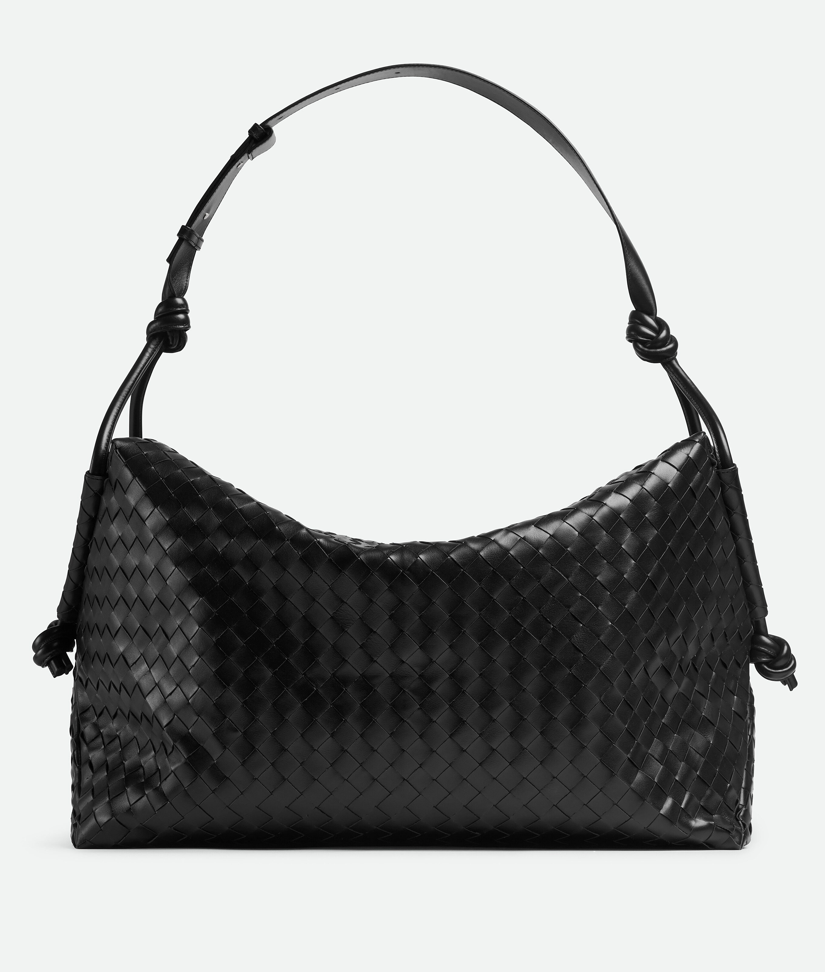 Bottega Veneta Large Loop Weekender Leather Bag In Black
