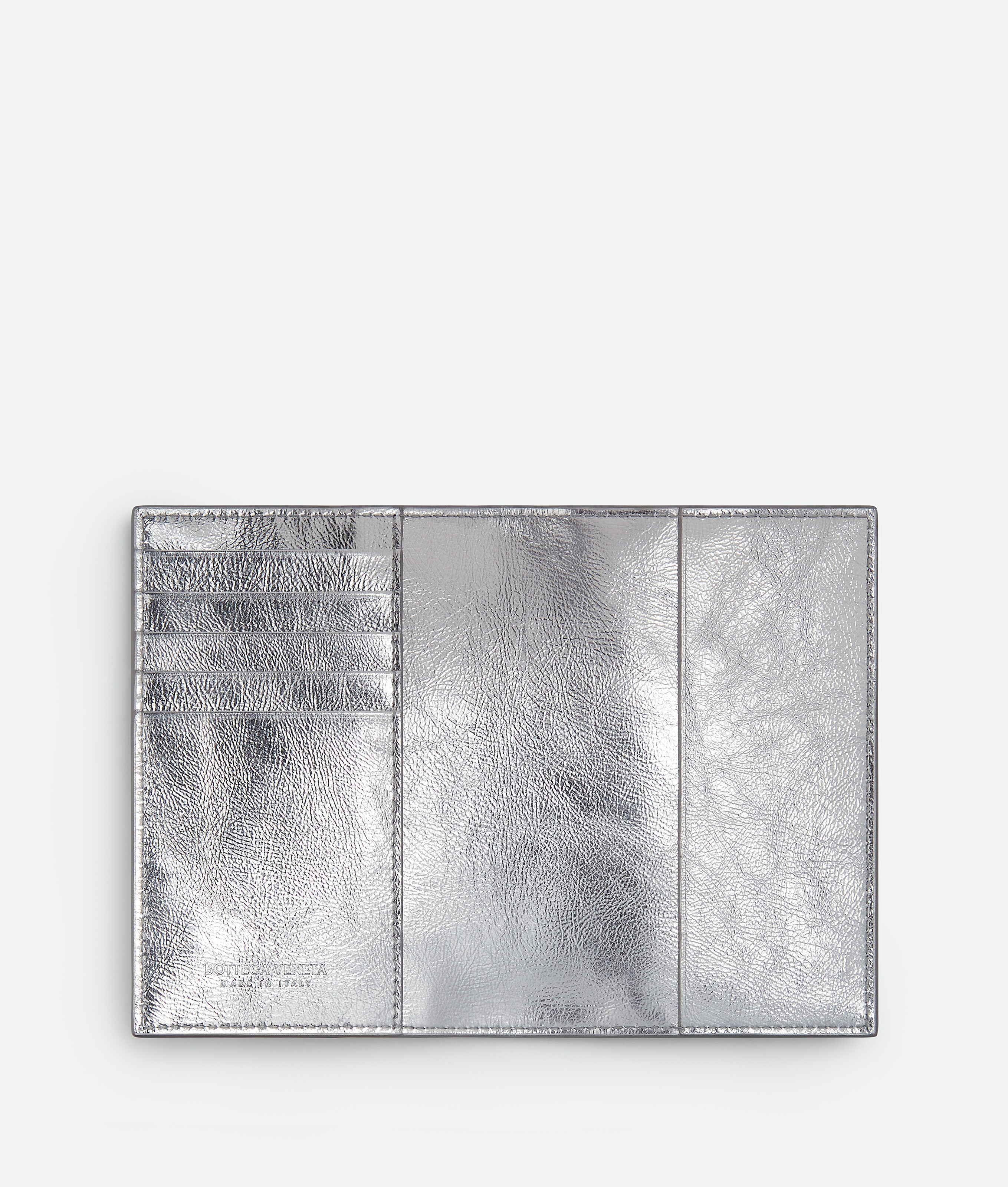 Bottega Veneta Intrecciato Passport Case In Silver/fresh Mint