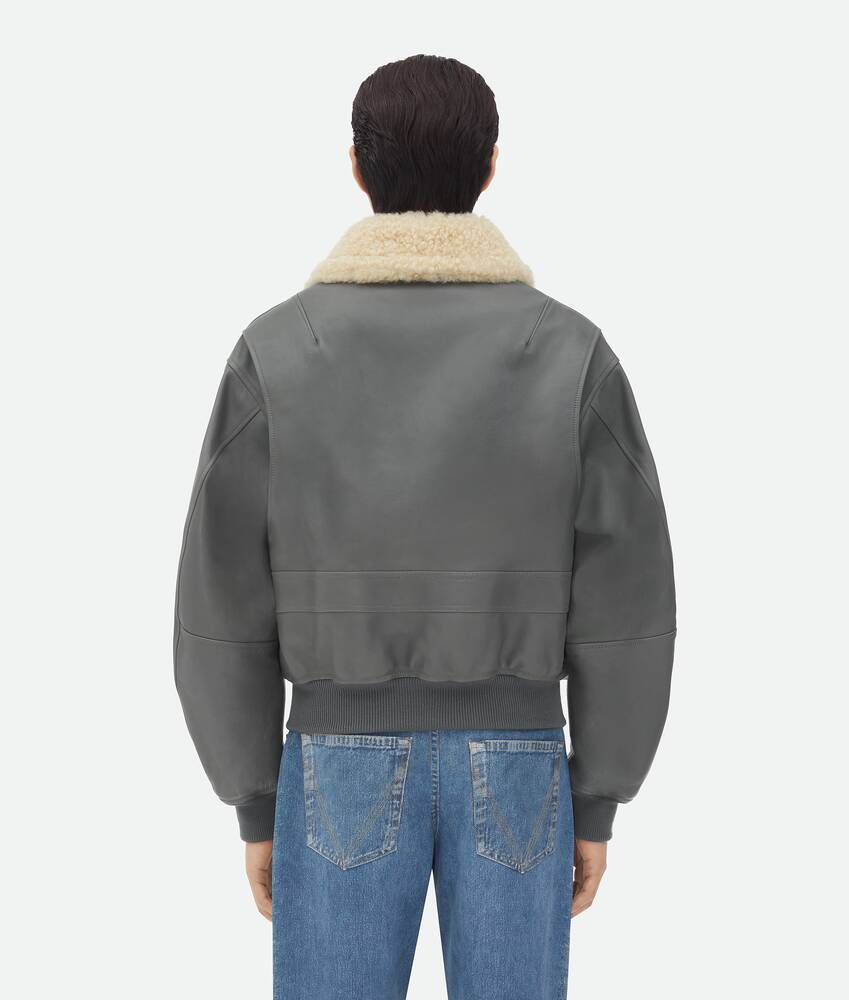 Display a large version of the product image 3 - Leather Jacket With Shearling Collar