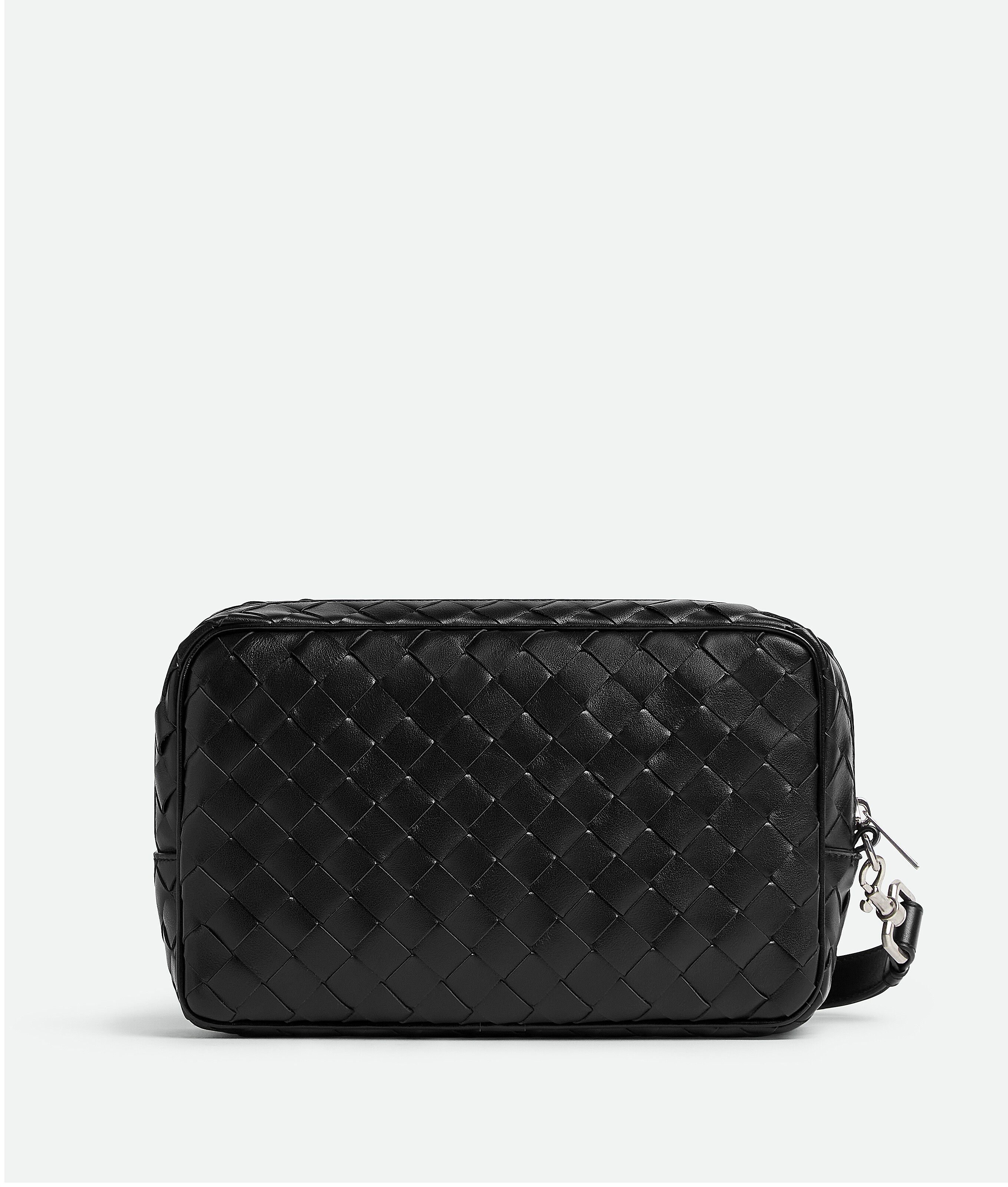 Shop Bottega Veneta Intrecciato Pouch With Wristlet In Black