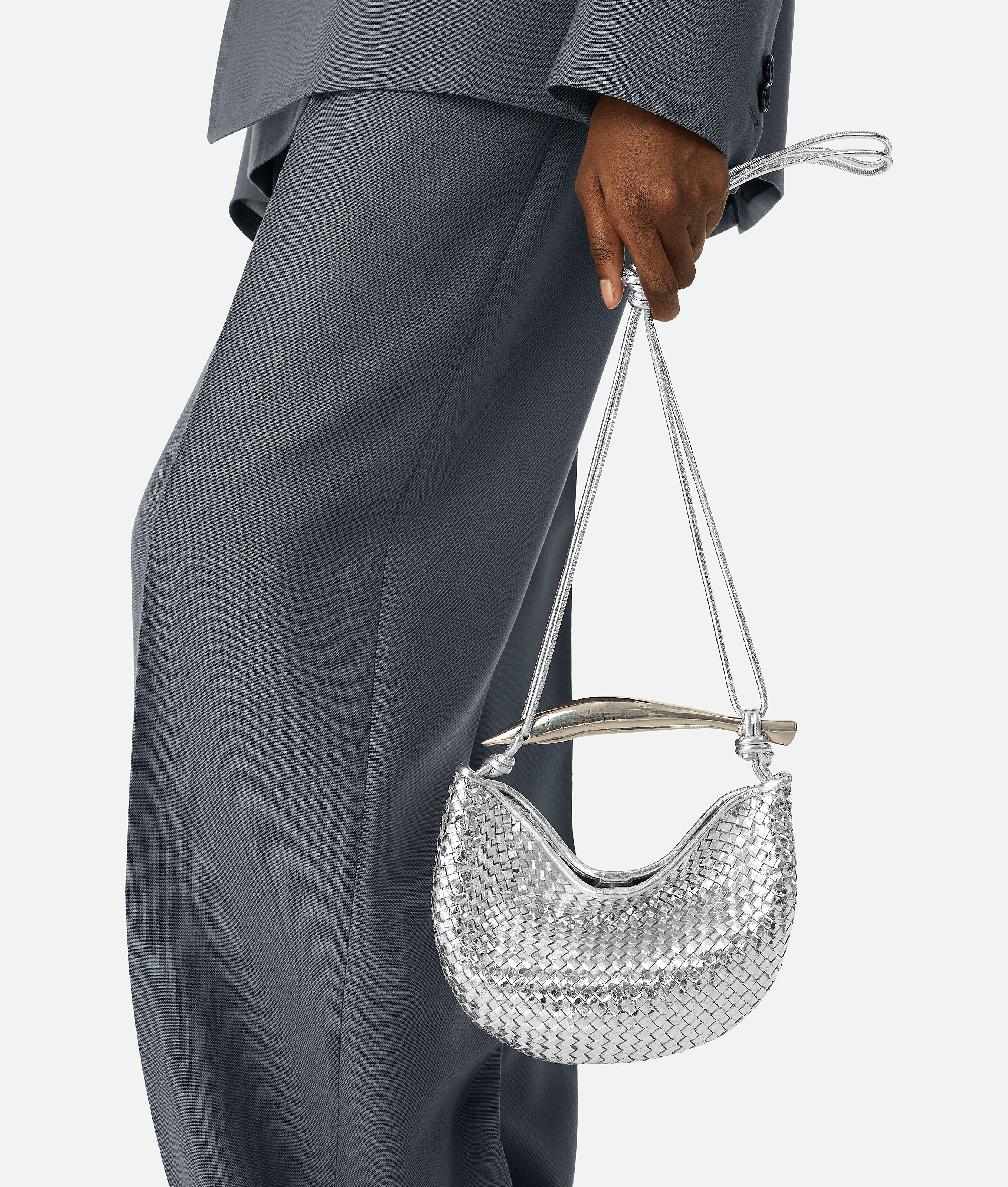 Bottega Veneta Baby Sardine In Silver