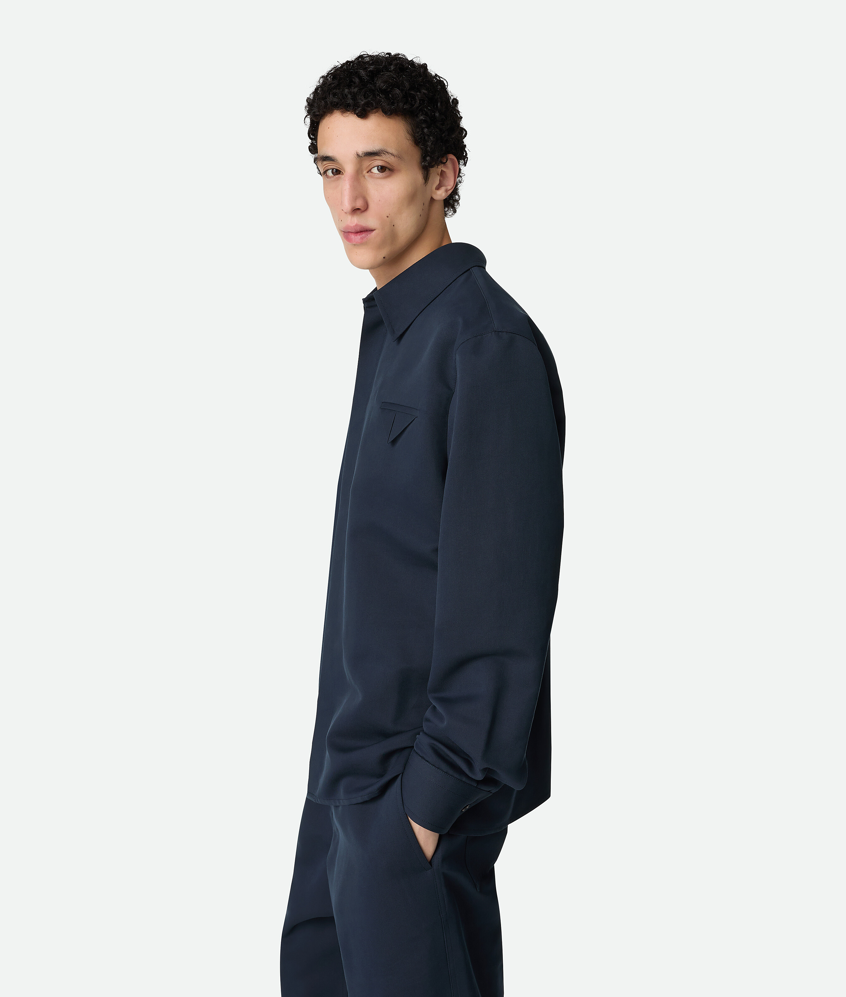 Bottega Veneta Shirt In Twill Cotton And Silk In Blue