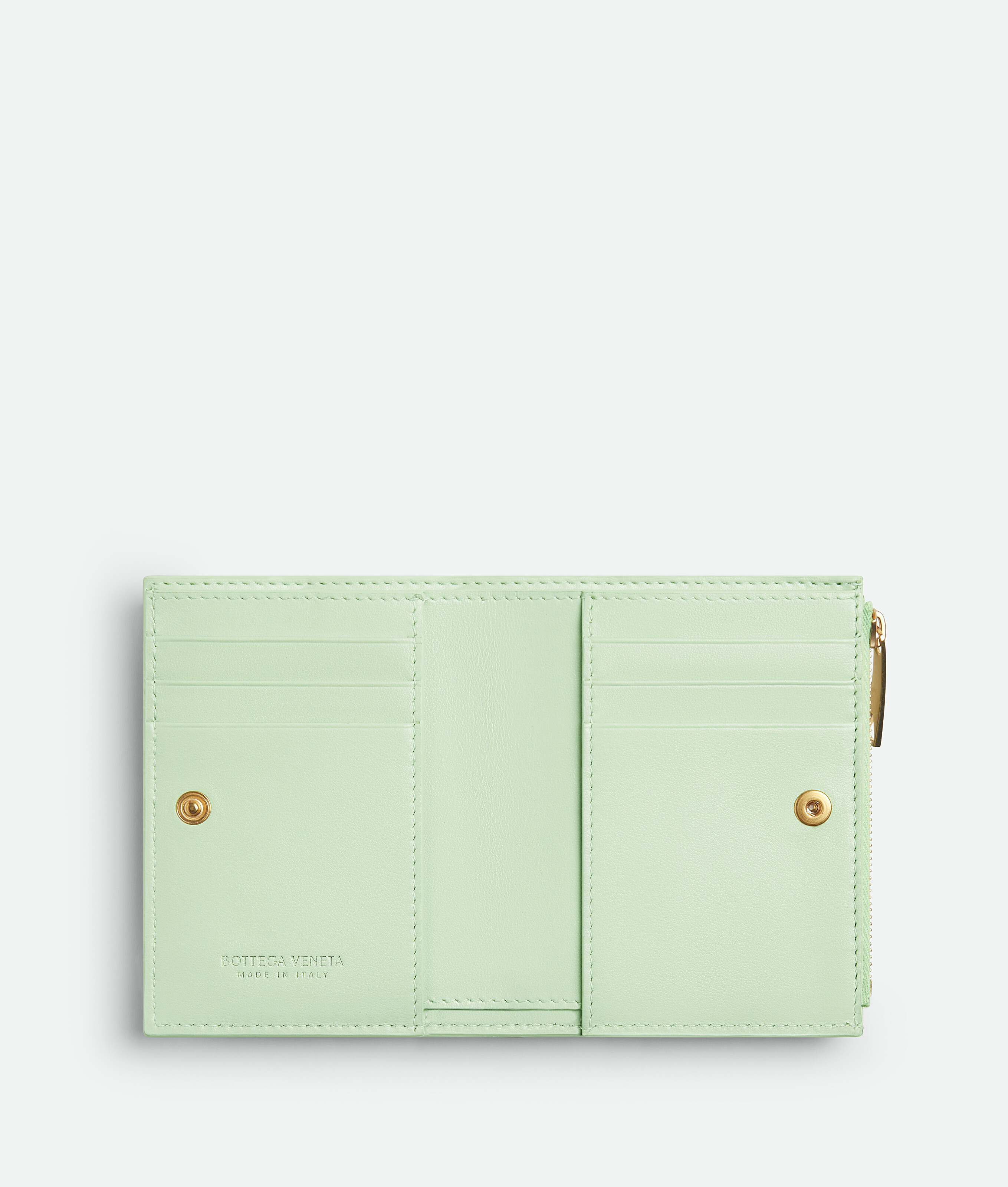 Shop Bottega Veneta Intrecciato Small Bi-fold Wallet In Green